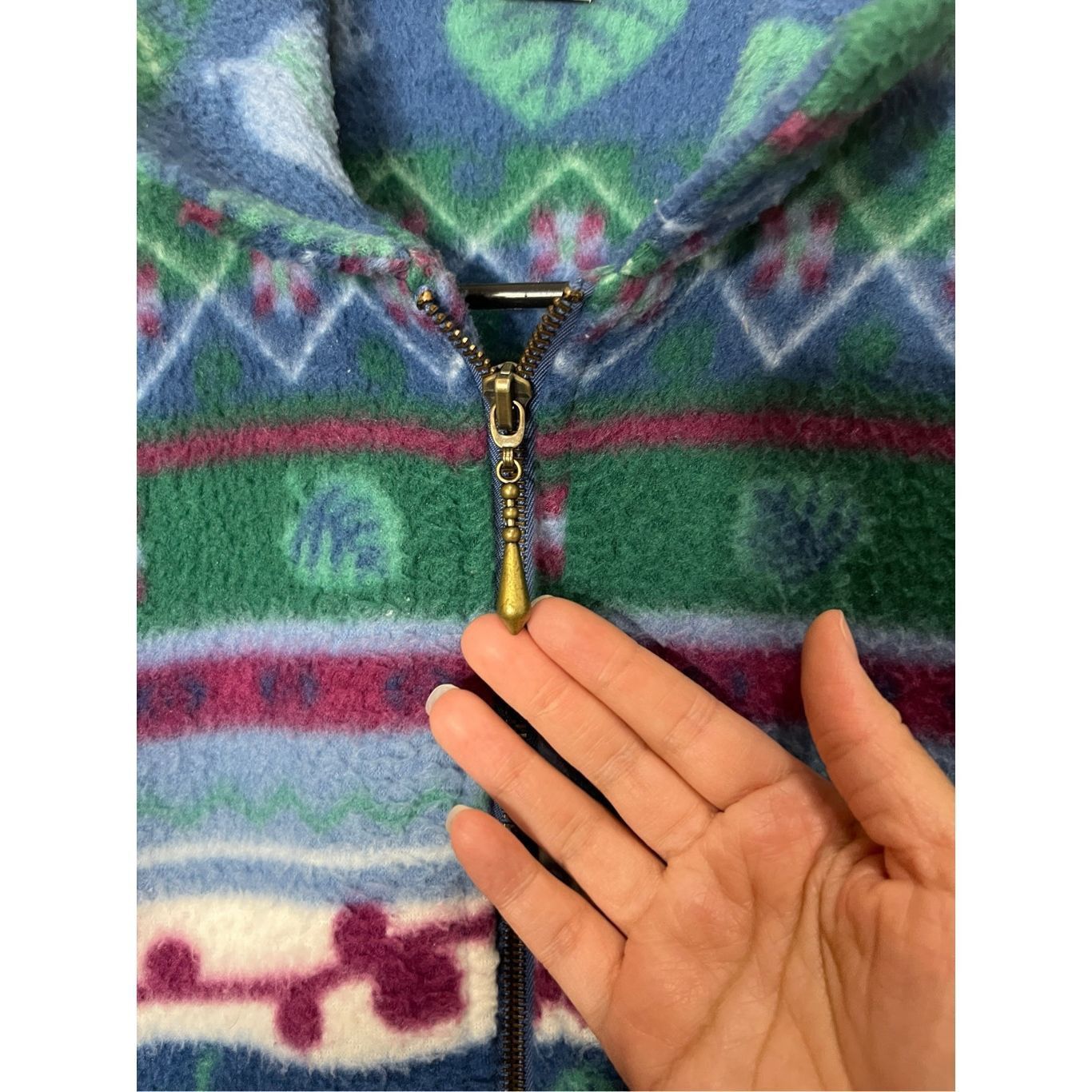 Other Vintage Teddi 90s Plant Print Zip Up Fleece Jacket Size Large Petite Size L / US 10 / IT 46 - 6 Thumbnail