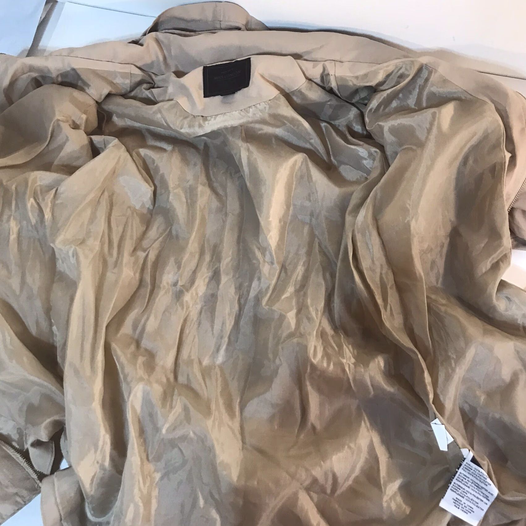 Vintage Miss London Black Label Khaki Light Jacket Womens Size L EUC Full Zip Softshell Mid-Length Long Sleeve Casual Size L / US 10 / IT 46 - 5 Thumbnail