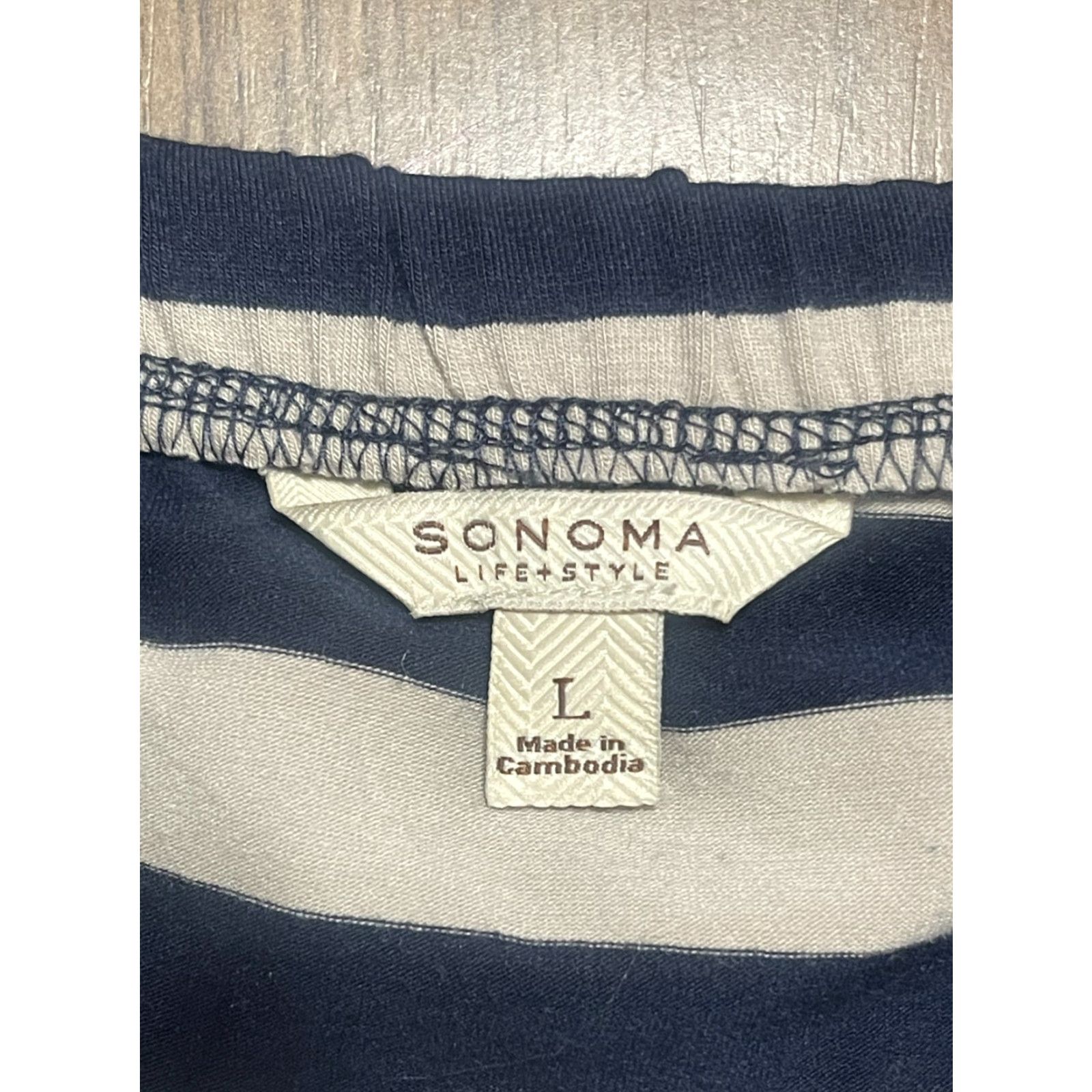 Vintage Sonoma Skirt Women's Size Large Blue Grey Striped Tie Waist Straight Pencil Size 36" / US 14 / IT 50 - 5 Thumbnail