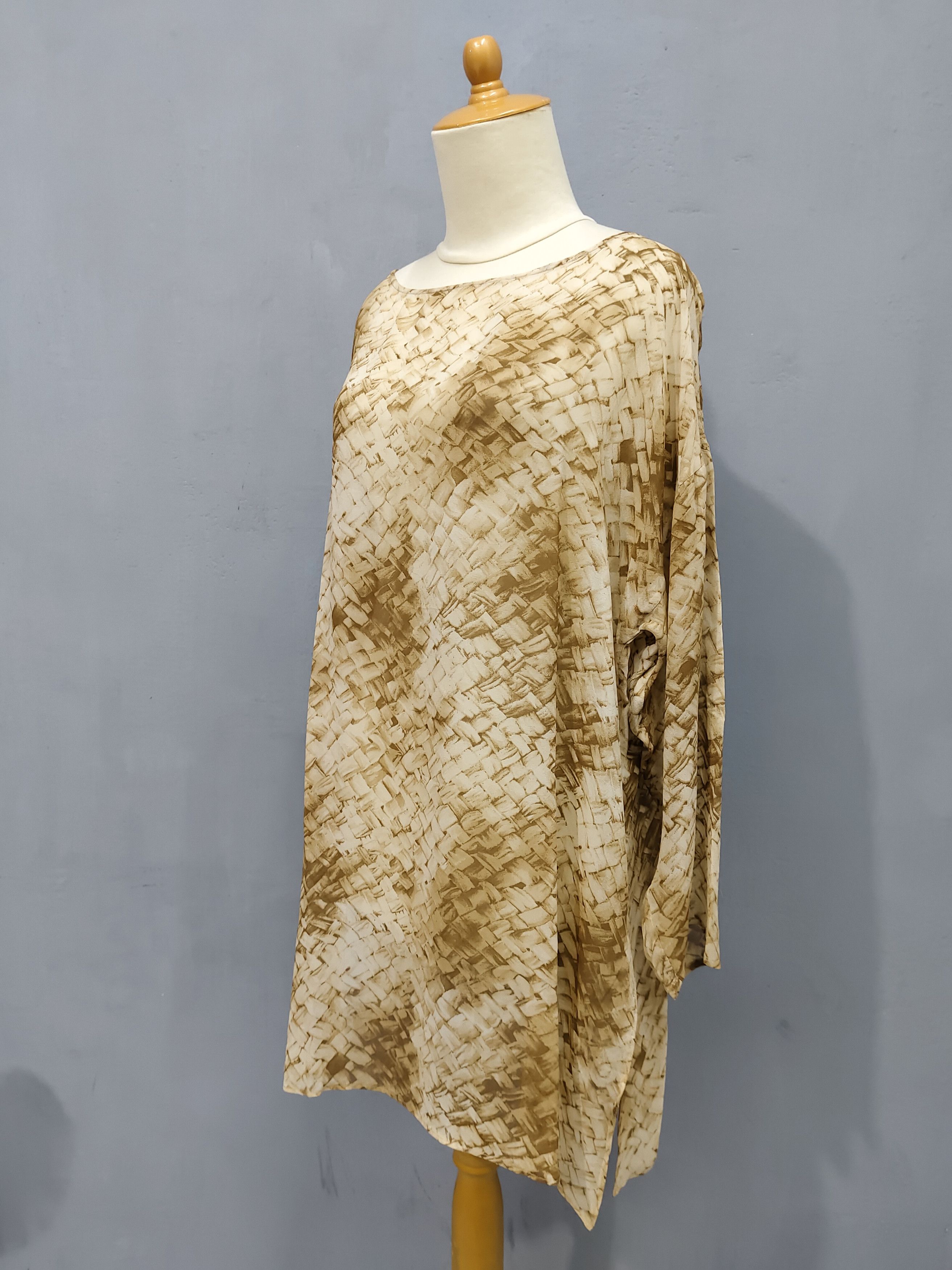 Bally 2000s Bally-Archive Abstract Graphic Dolman Slevee Silk Dres Size L / US 10 / IT 46 - 4 Thumbnail
