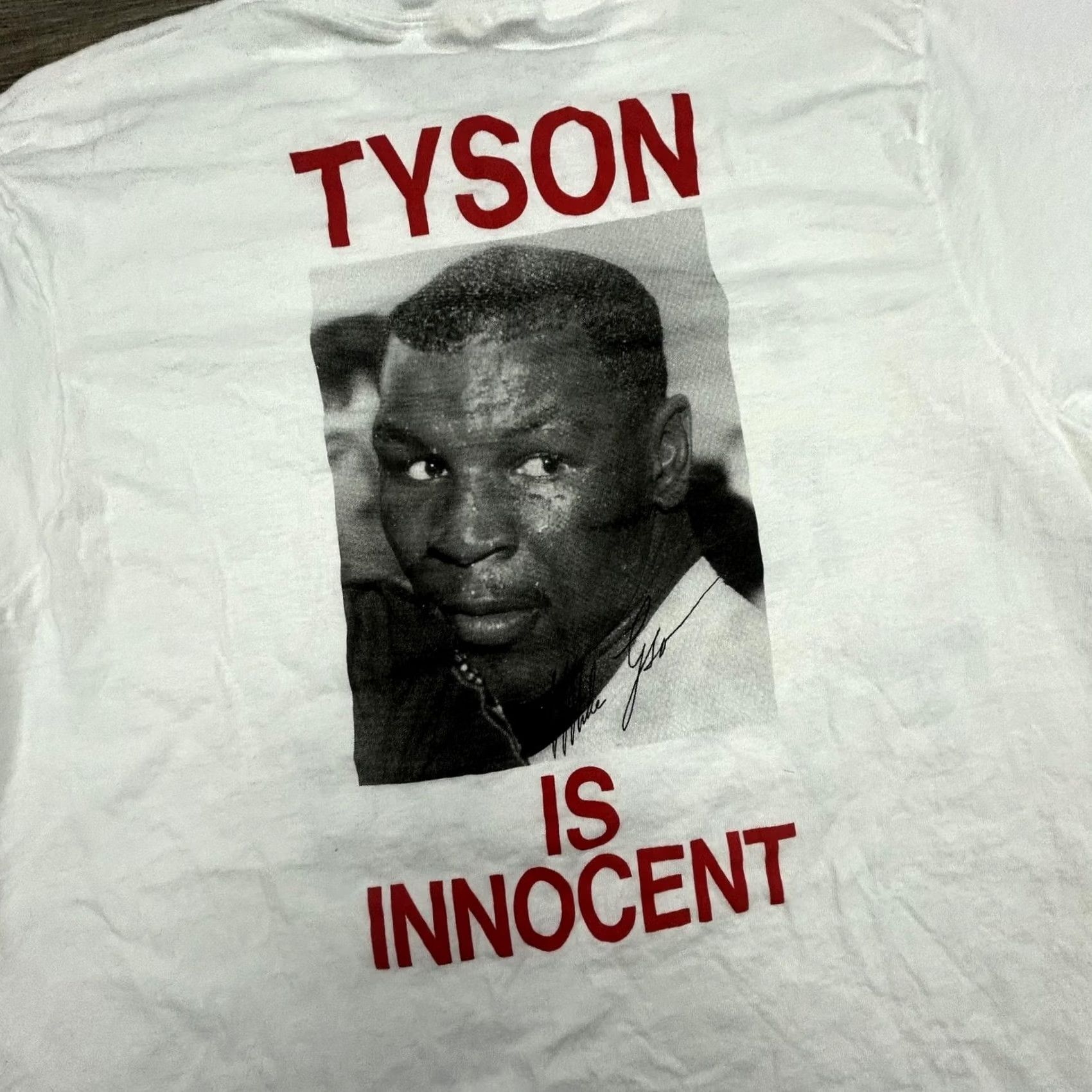Vintage VINTAGE Mike Tyson Shirt Mens XL White Free Tyson Is Innocent 90s Protest - Screen Stars T-Shirt Size US XL / EU 56 / 4 - 4 Thumbnail