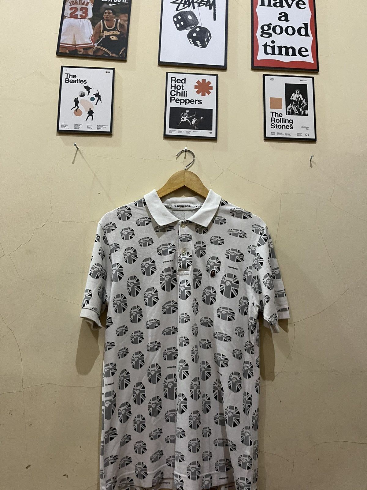 Bape BAPE Red camo college logo polo shirt a bathing ape | Grailed