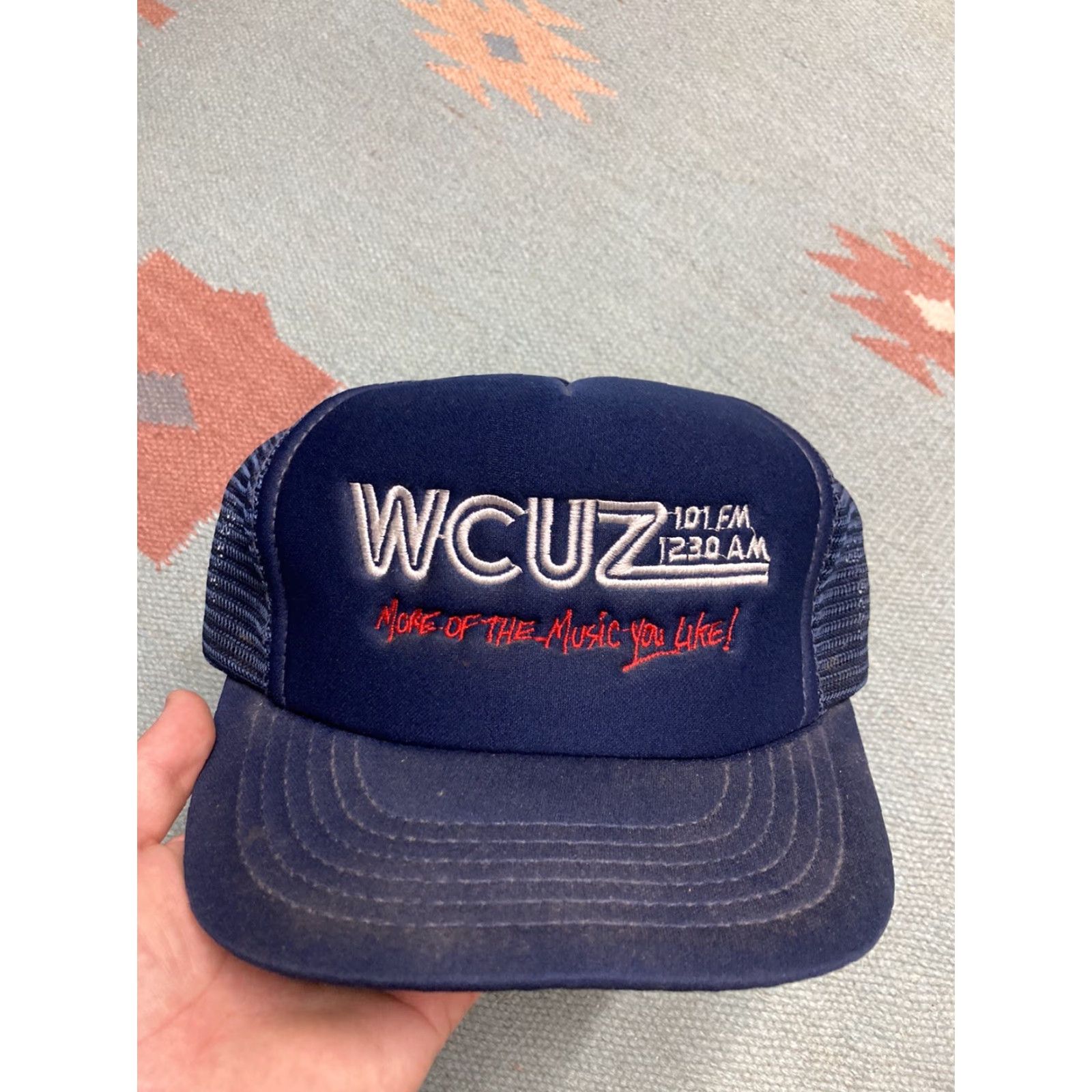 Vintage VINTAGE WCUZ radio station Trucker Hat Men Adjustable Blue NOS Grand Rapids country Michigan music Mens Size ONE SIZE - 2 Thumbnail
