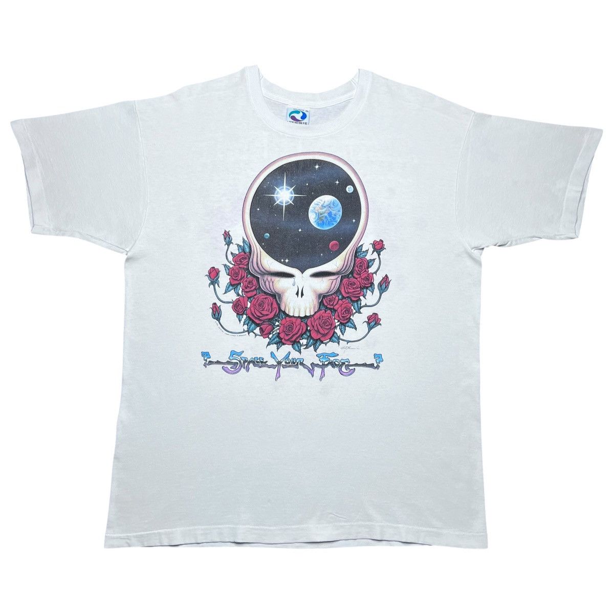 Liquid Blue Vtg 1992 Grateful Dead Space Your Face Space White T-Shirt Size US XL / EU 56 / 4 - 1 Thumbnail