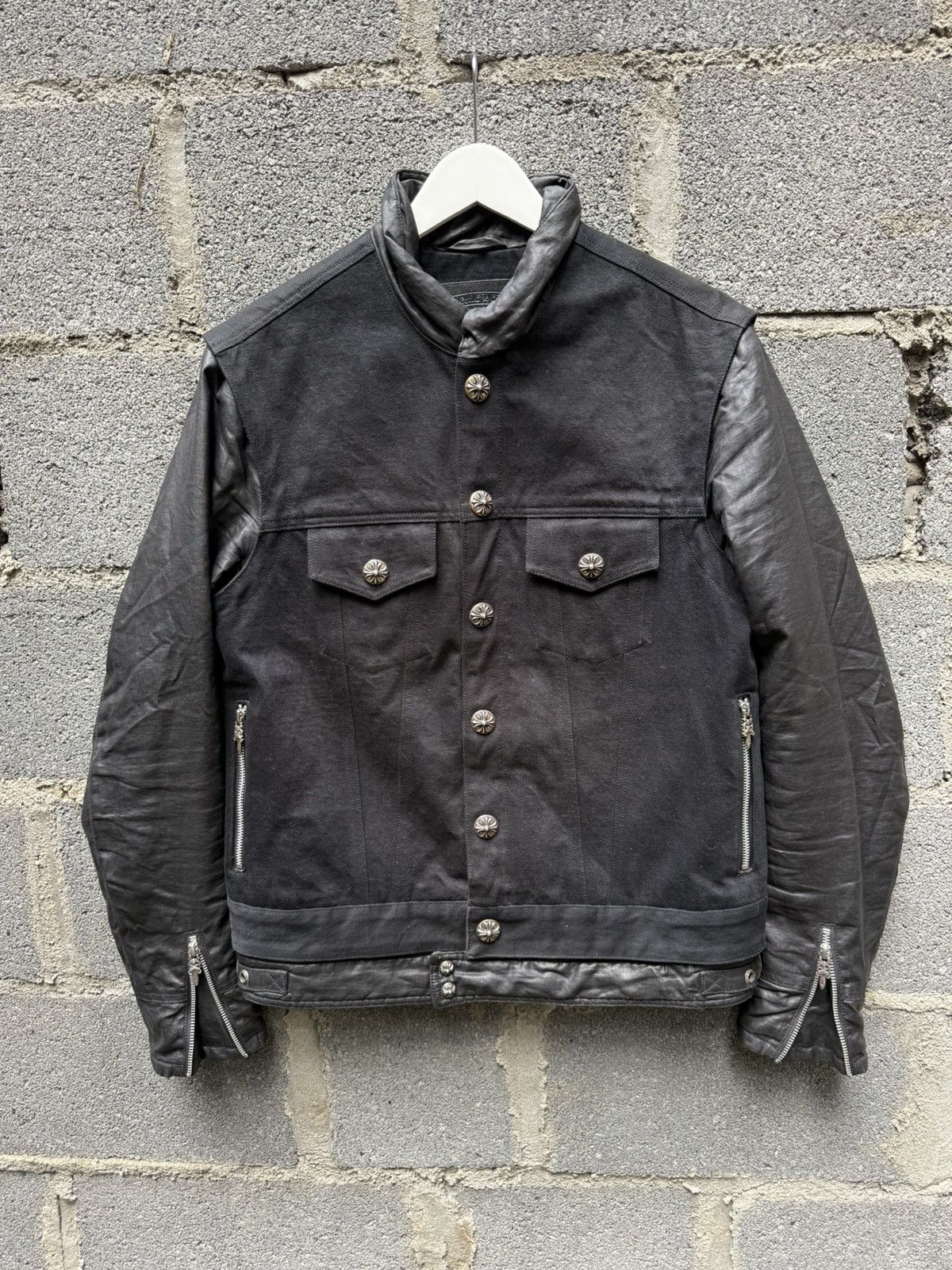 Chrome Hearts Chrome Hearts Denim Jacket Leather Sleeves Size US M / EU 48-50 / 2 - 1 Thumbnail