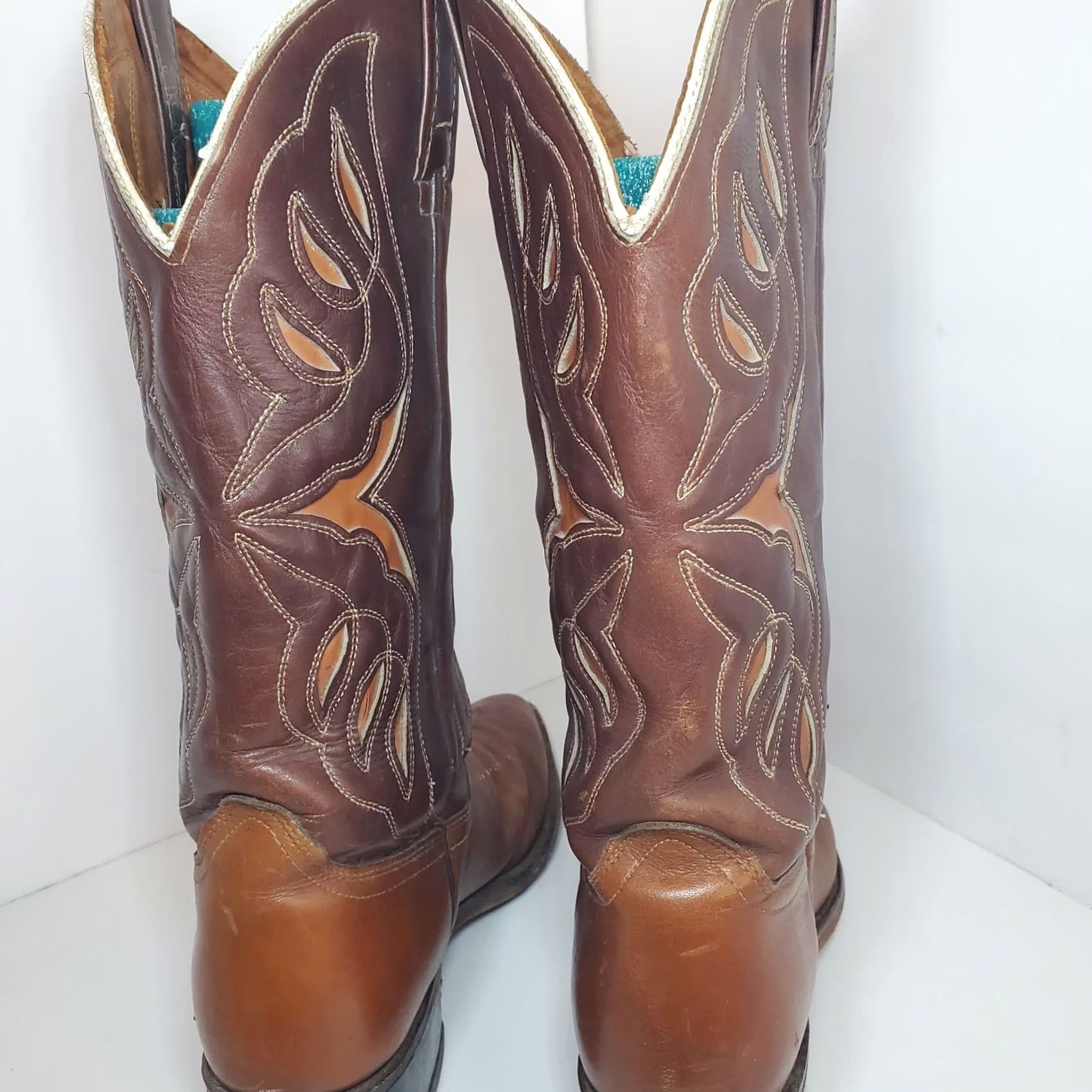 Vintage VINTAGE ACME Western Cowboy Boots Sz 8 Womens Brown Leather Butterfly Inlay Boots Women Cowboy 8 Brown Leather ACME Western Boots Women Size US 8 / IT 38 - 4 Thumbnail