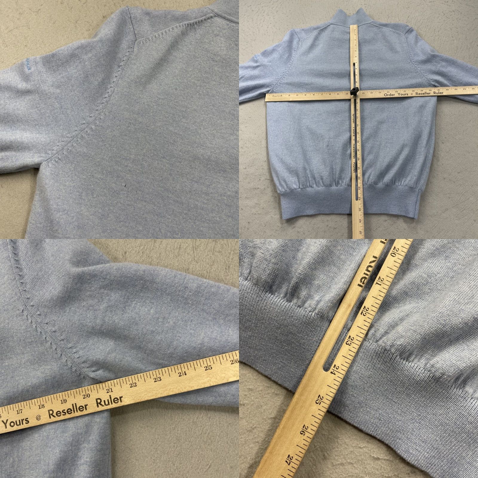 Vintage Fairway & Greene Golf Sweater Mens Small Blue Toscana 1/4 Zip Wool Pullover Mock Neck Size US S / EU 44-46 / 1 - 8 Thumbnail