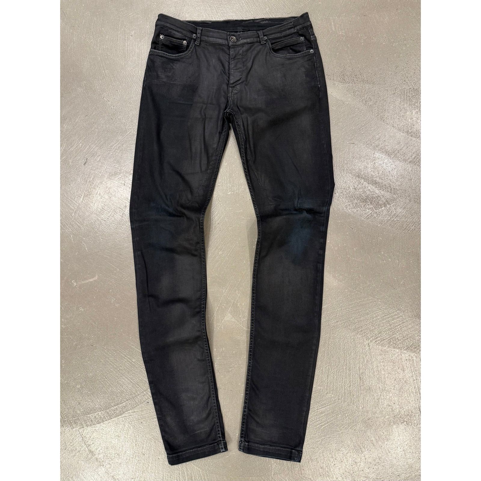 Rick Owens 2000s Rick Owens coated distressed faded slim jeans Size 31" - 1 Thumbnail