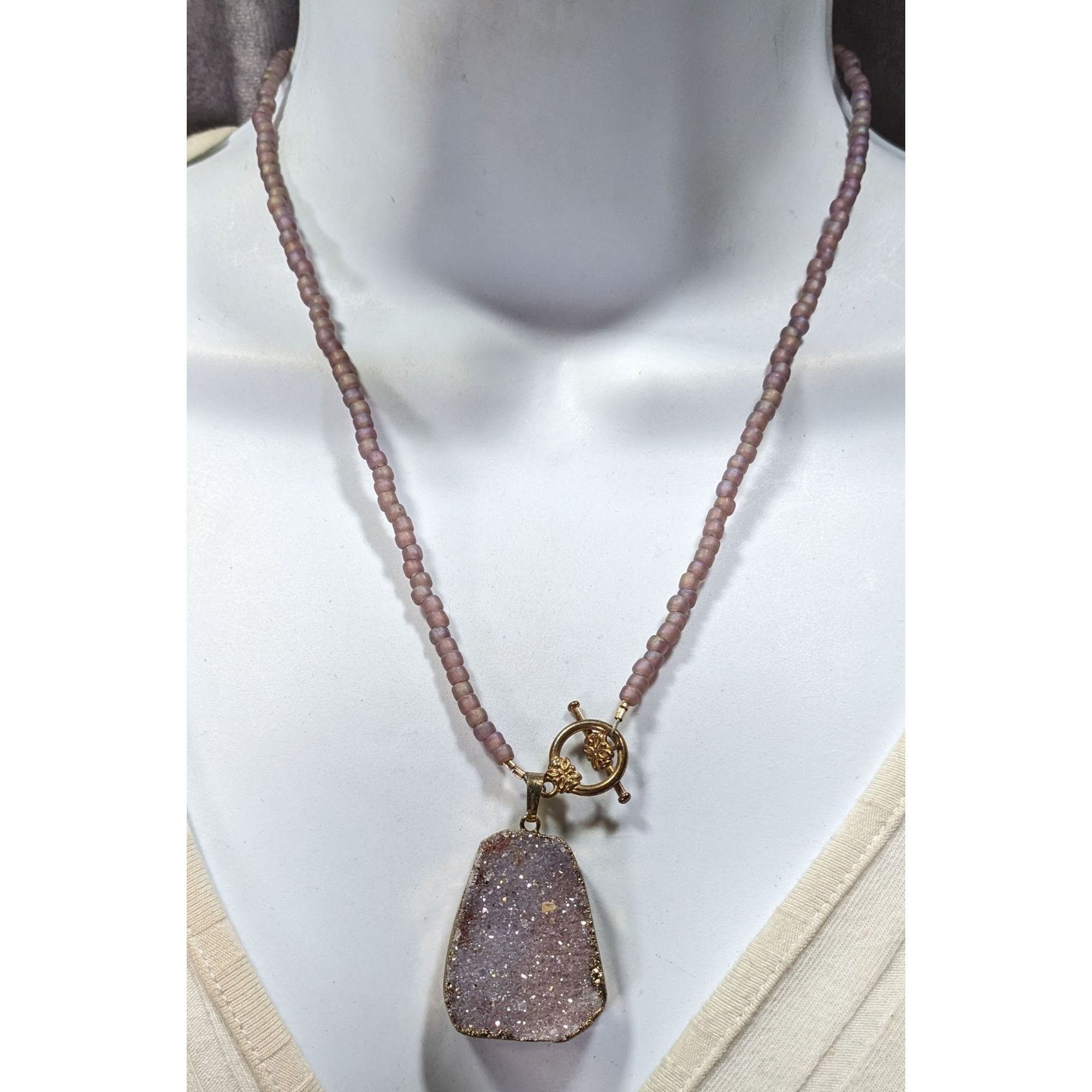 Other Whimsical Fairycore Purple Druzy And Frosted Glass Beaded Ne Size ONE SIZE - 5 Thumbnail