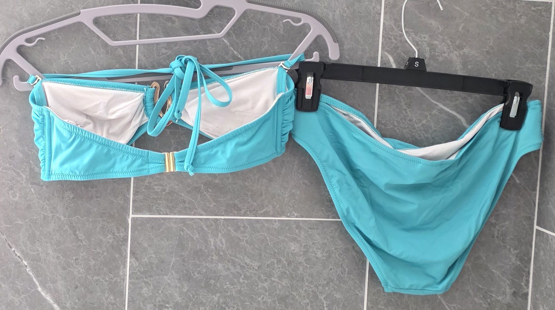 Other Lascana Ruched Bandeau Bikini Set Turqoise 36 A/B & 34 S Size ONE SIZE - 2 Thumbnail