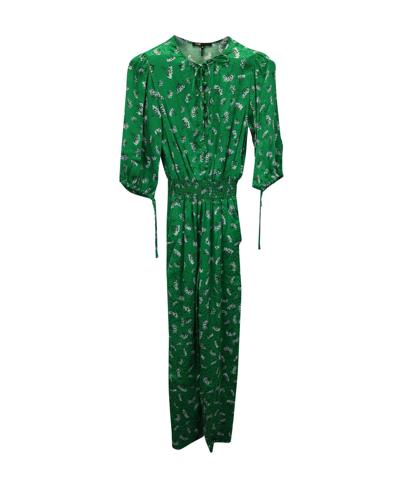 image of Green Printed Viscose Jumpsuit By Maje, Women's (Size 26)