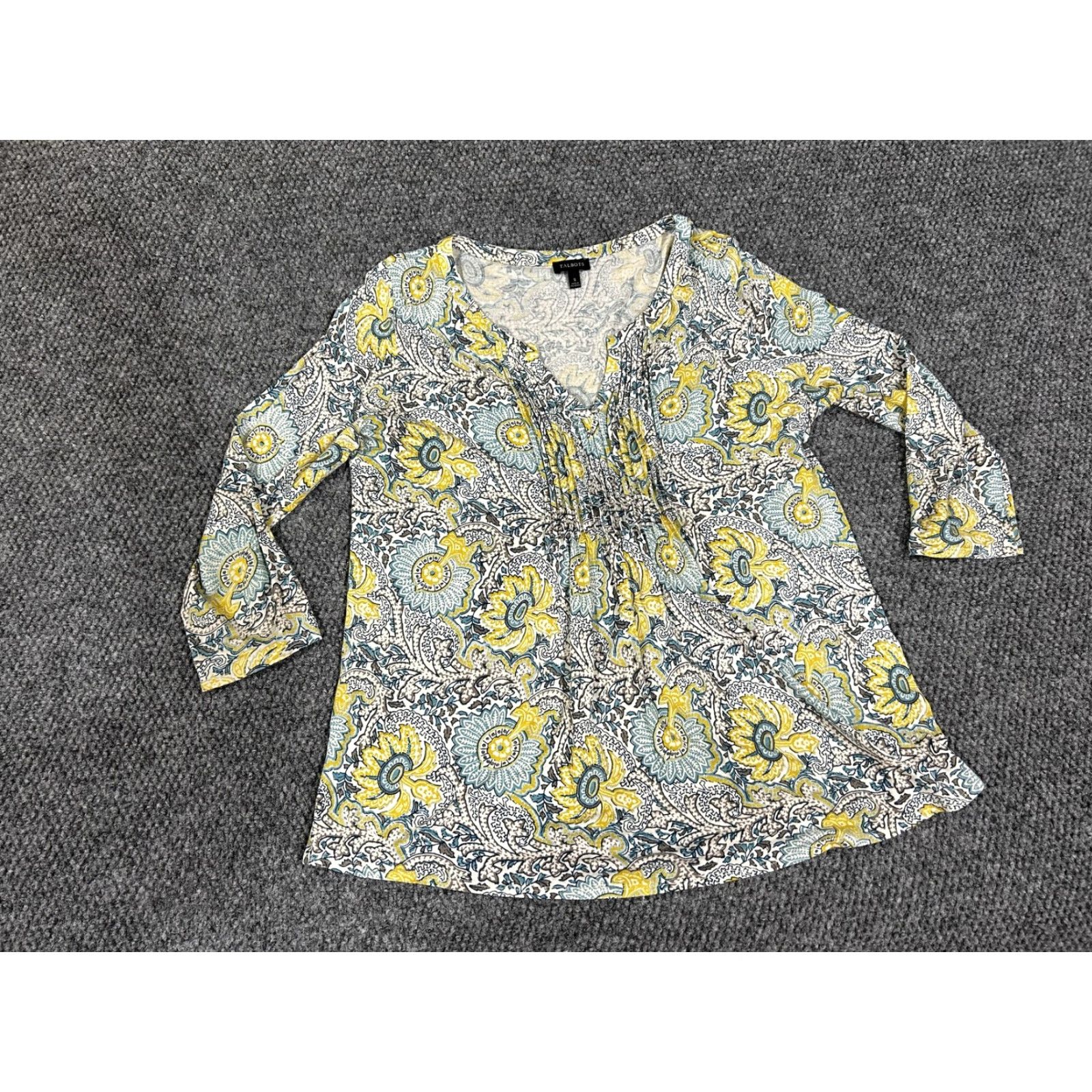 Talbots Talbots Shirt Womens Small Multicolor Paisley V Neck 3/4 Sleeve Tunic Top Boho Size S / US 4 / IT 40 - 2 Thumbnail