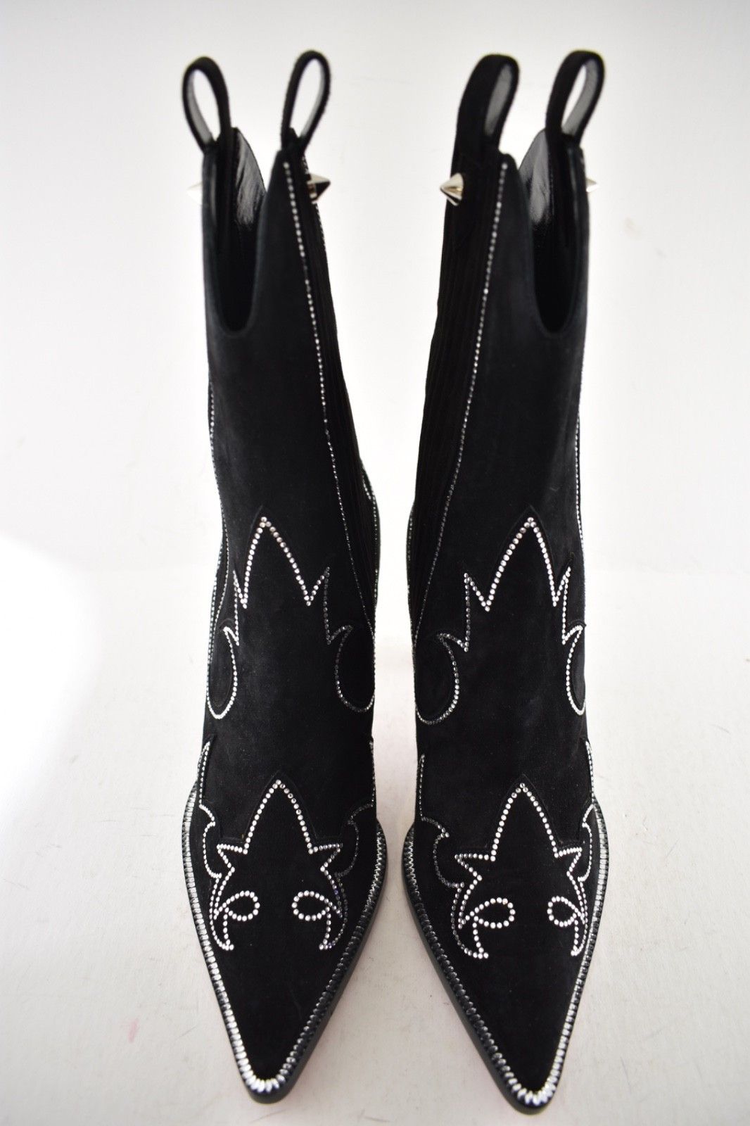 Christian Louboutin Santigag Strass 85 Black Suede Western Ankle Heel Boot 39 Size US 9 / IT 39 - 9 Thumbnail