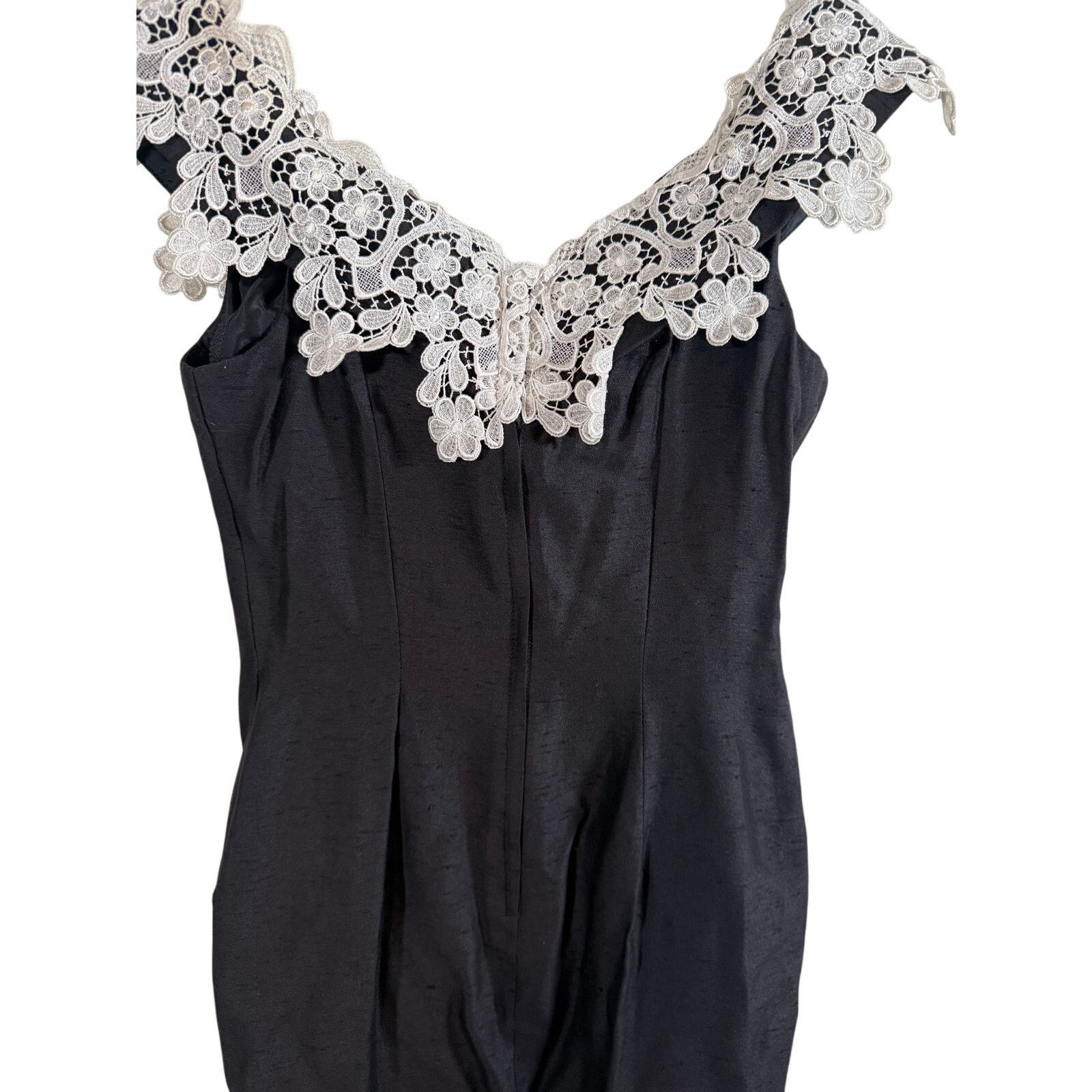 Vtg Jessica McClintock Style Off The Shoulder Black Dress