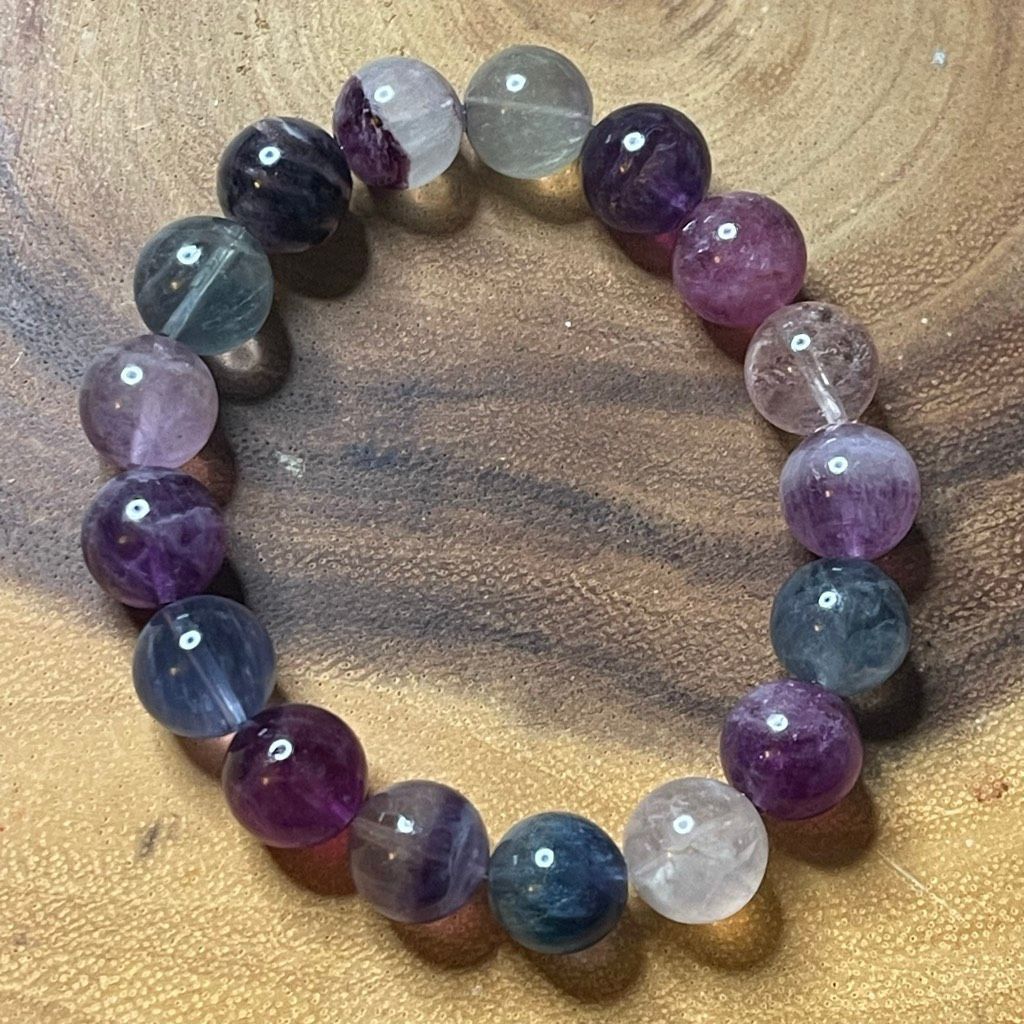 Other Fluorite bracelet striped layers rainbow colors stretch 12mm Size ONE SIZE - 6 Thumbnail