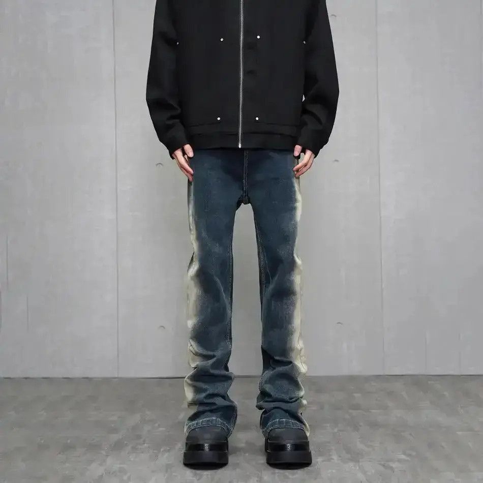 Japanese Brand Skinny Jeans Men Y2k Street Contrast Fashion Casual Slim Size US 32 / EU 48 - 4 Thumbnail