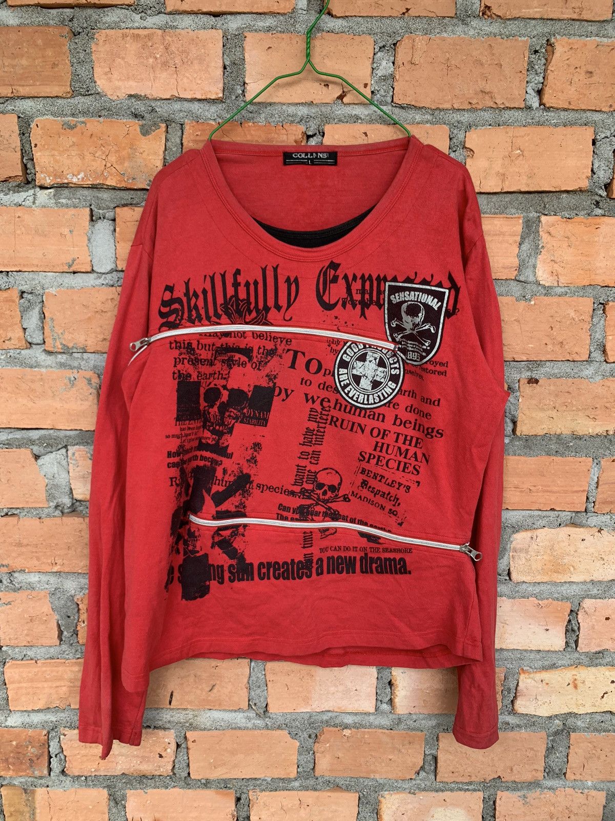 Beauty Beast 2000s Collins poem punk bondage zipper longsleeve shirt Size US M / EU 48-50 / 2 - 5 Thumbnail