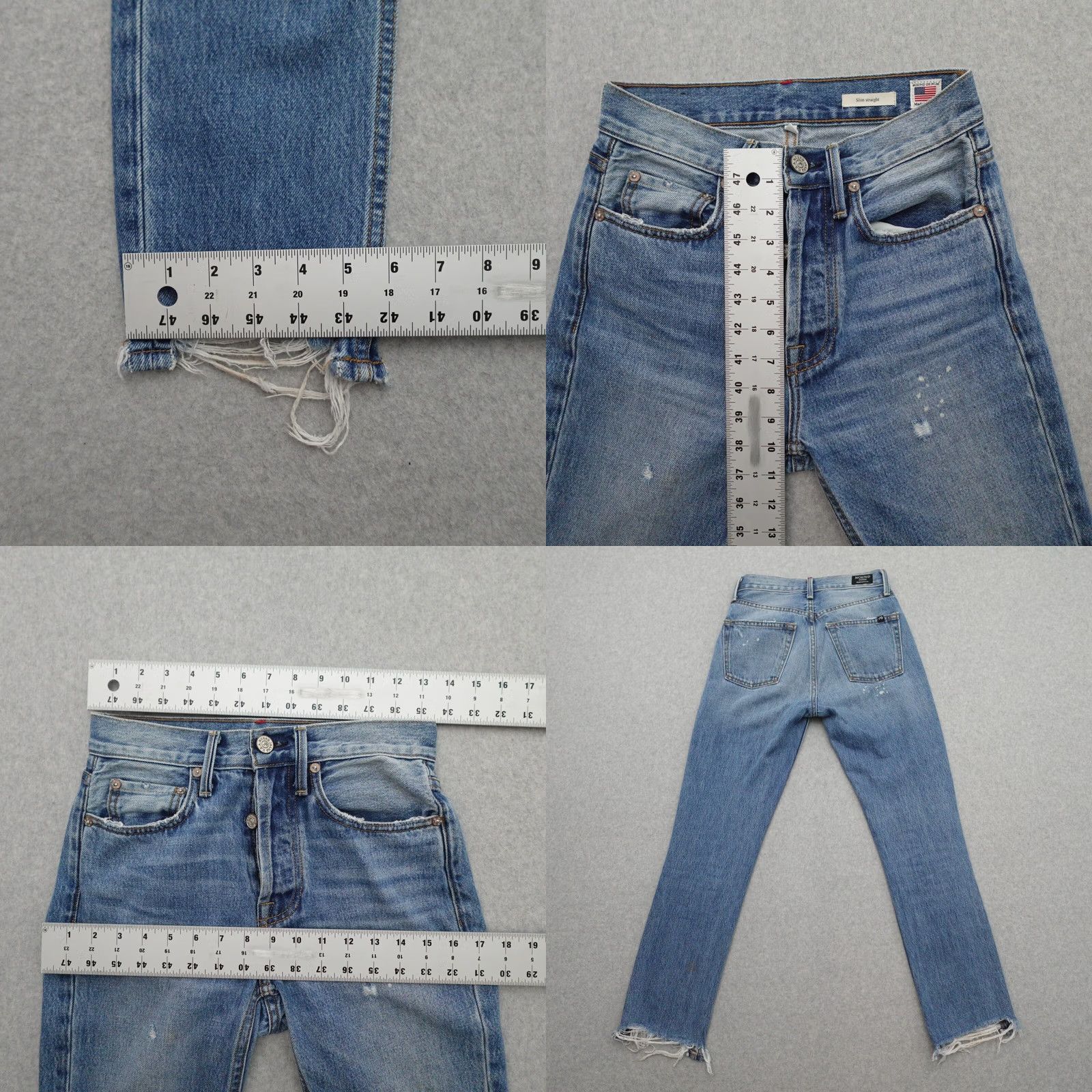 Vintage NO END Jeans Womens 24 Slim Straight Blue Made In USA Size 42" / US 20 - 8 Thumbnail