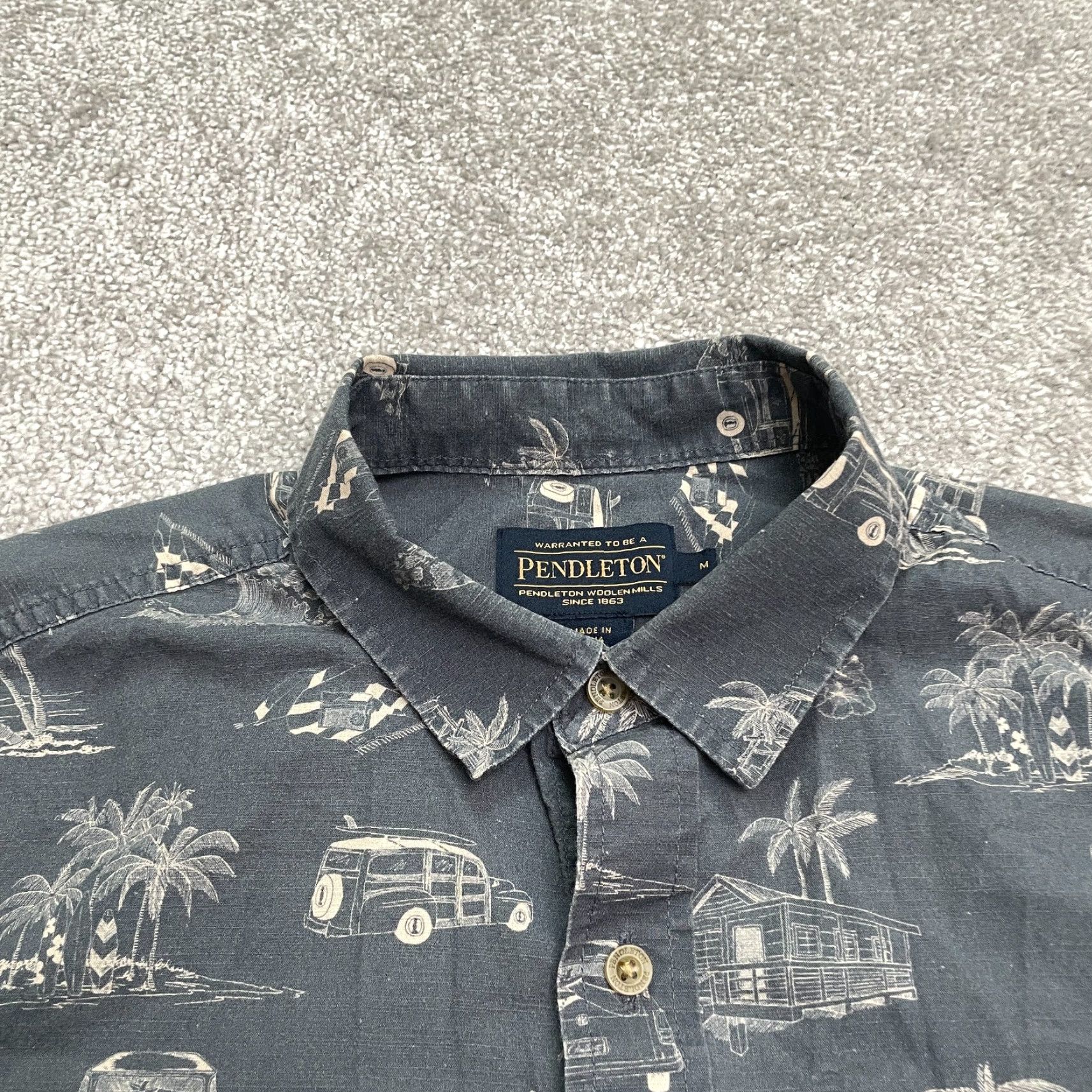 Pendleton VINTAGE Pendleton Men's Short Sleeve Button-Down Shirt Casual Travel Beach Cotton Blue Gray Size US M / EU 48-50 / 2 - 3 Thumbnail