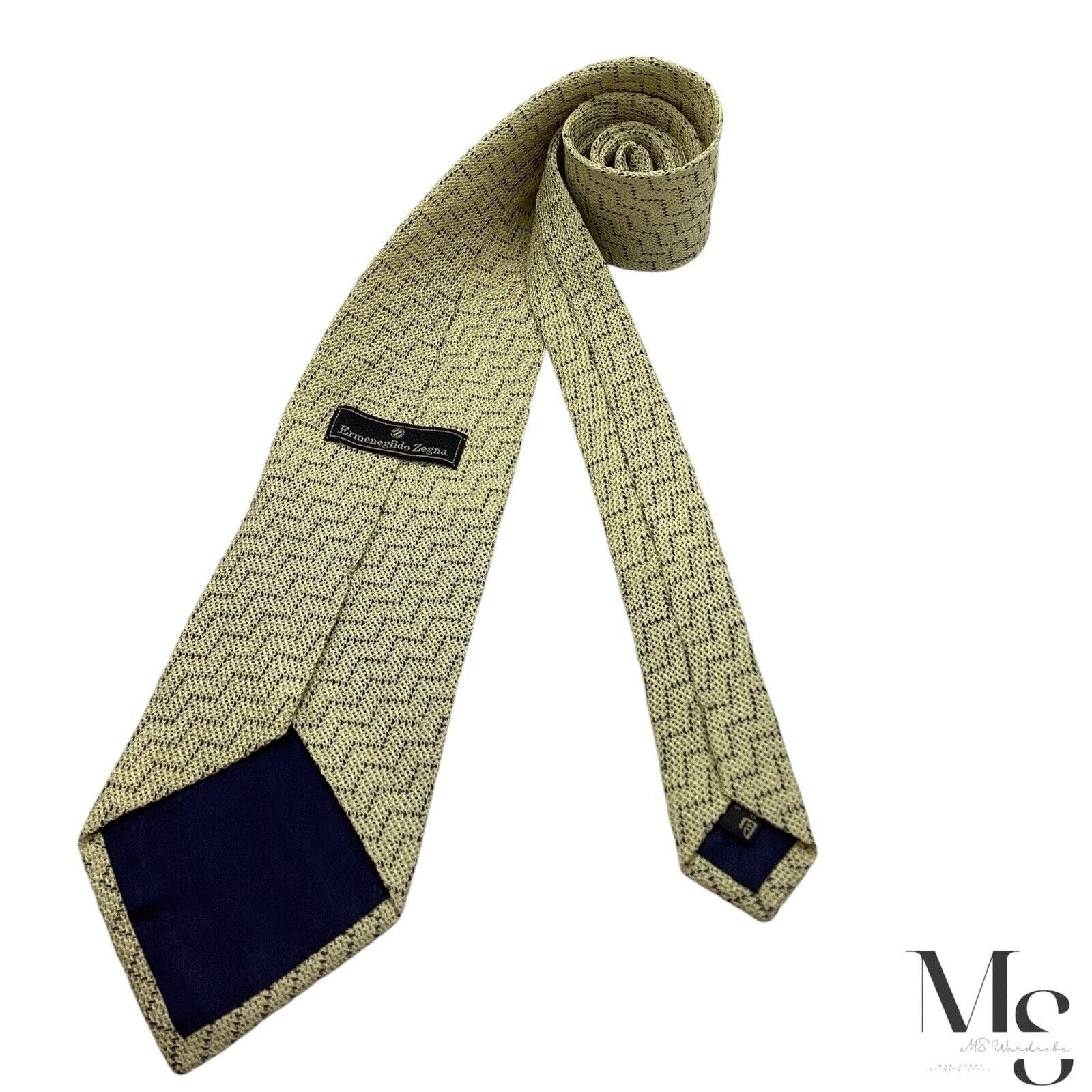 Ermenegildo Zegna Ermenegildo Zegna Beige Zigzag Silk Tie Made In Italy W: 4" Size ONE SIZE - 2 Thumbnail