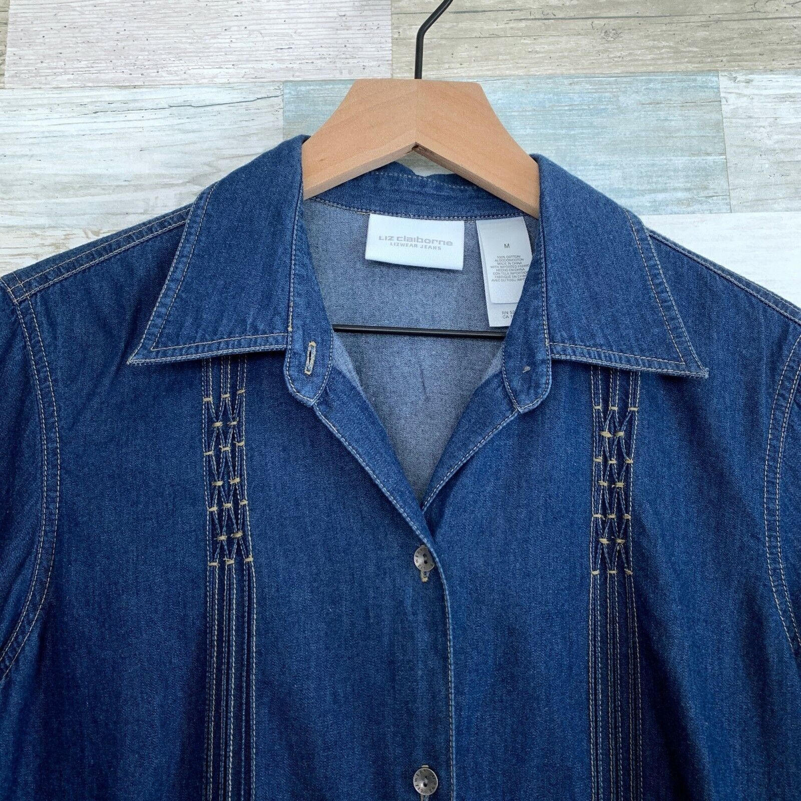 Other Liz Claiborne Western Denim Shirt Blue Prairie Womens M Size M / US 6-8 / IT 42-44 - 2 Thumbnail