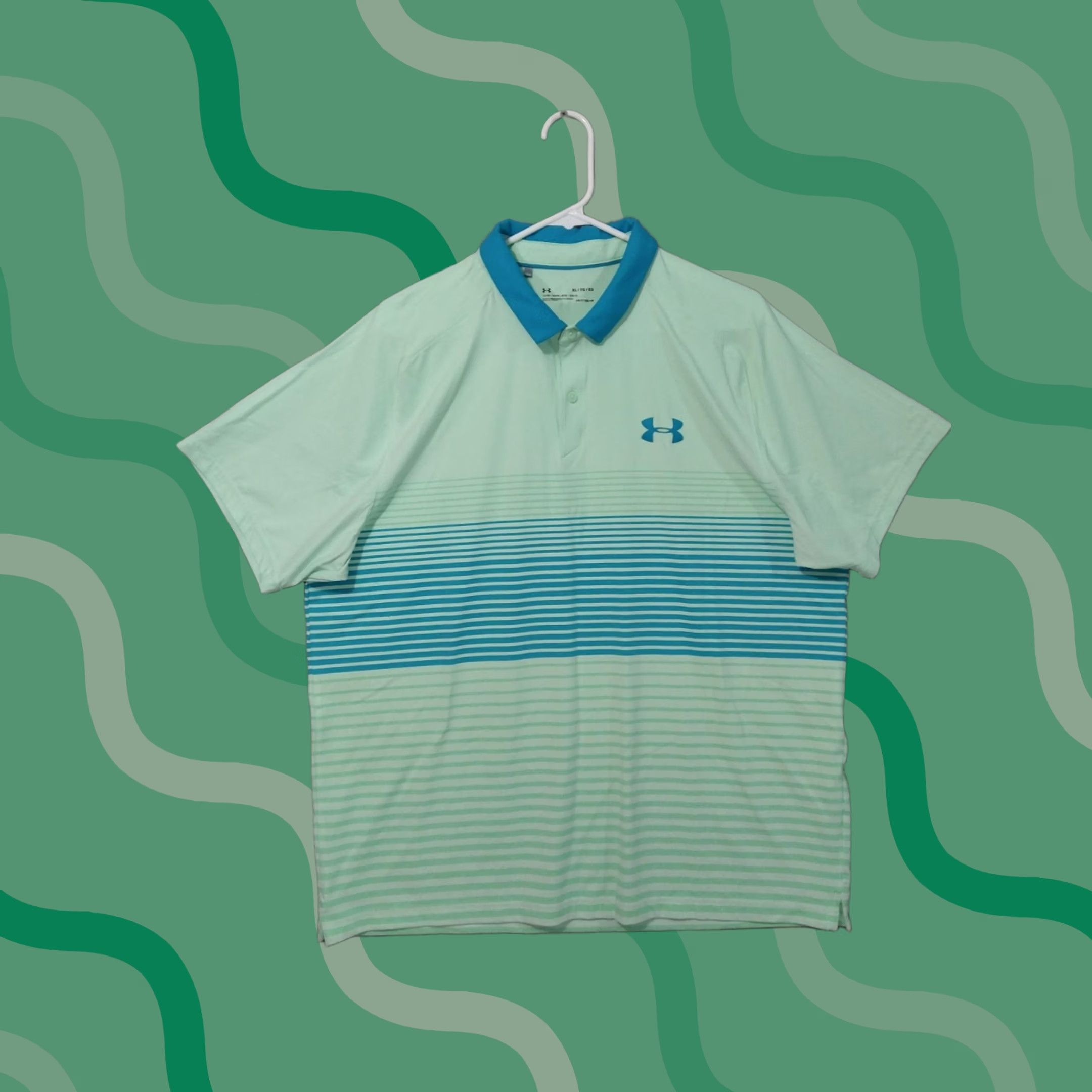 Under Armour Under Armour Shirt Mens Large Green Golf Polo Loose HeatGear Short Sleeve Size US XL / EU 56 / 4 - 1 Thumbnail