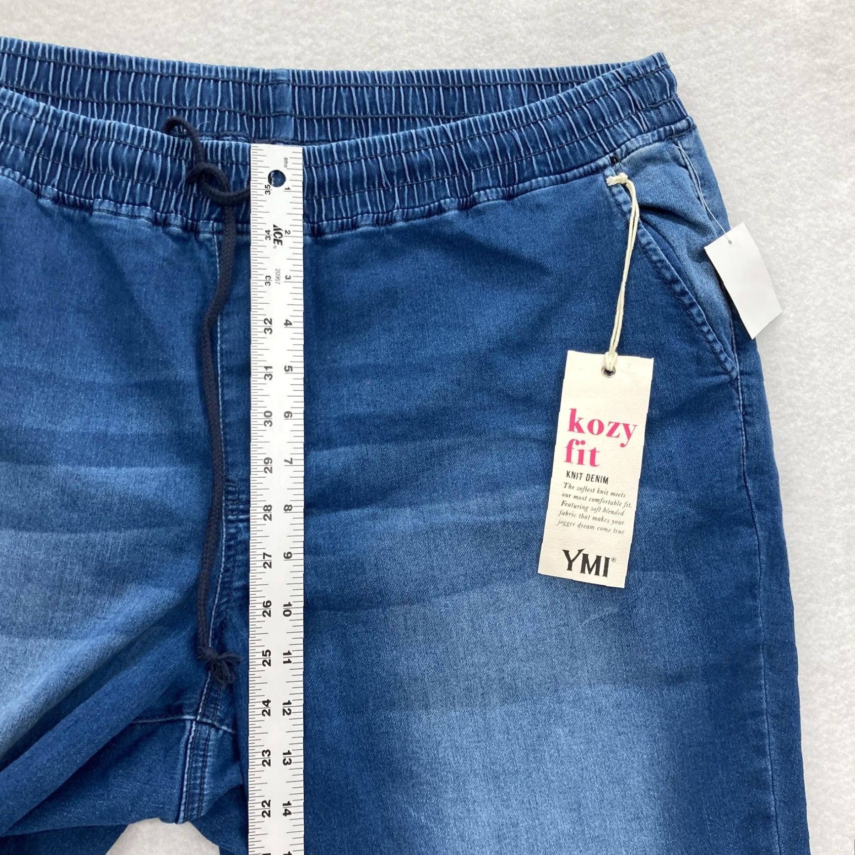 Denime YMI Pants Womens 2X Blue Kozy Fit Knit Denim Jogger Elastic Waist Plus Size NWT Size 40" / US 18 - 7 Thumbnail