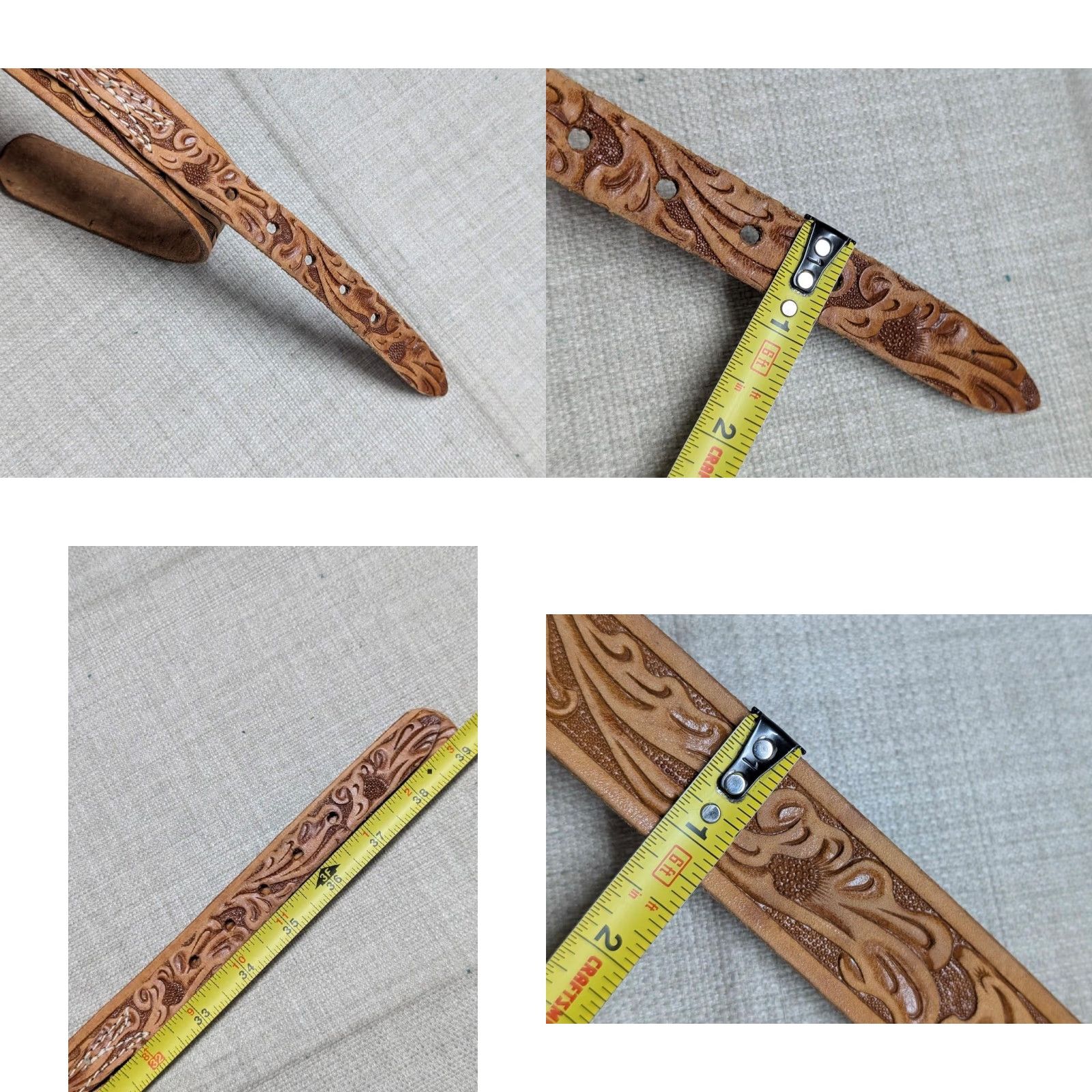 Vintage VINTAGE Looper ranger belt 34 brown floral western belt Cowhide leather Mens 34 Brown floral Ranger Western buckle snaps Size 34 - 9 Thumbnail