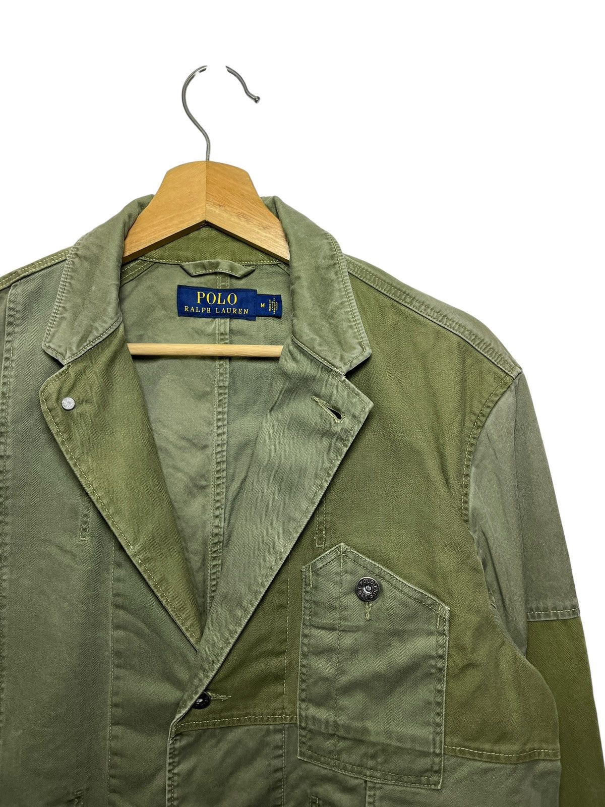 Polo Ralph Lauren Patchwork Green Herringbone Twill Sport Coat Size US M / EU 48-50 / 2 - 3 Thumbnail