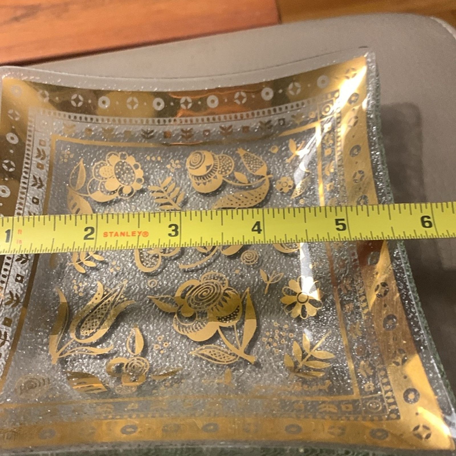Vintage George Briard midcentury gold & glass 6" square trinket dish Size ONE SIZE - 5 Thumbnail