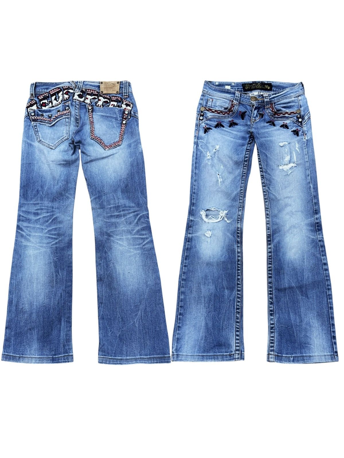 Christian Audigier RED PAPPER Japan Flare Jeans Studded Vkei Gothic Size 24" / US 00 / IT 34 - 1 Thumbnail