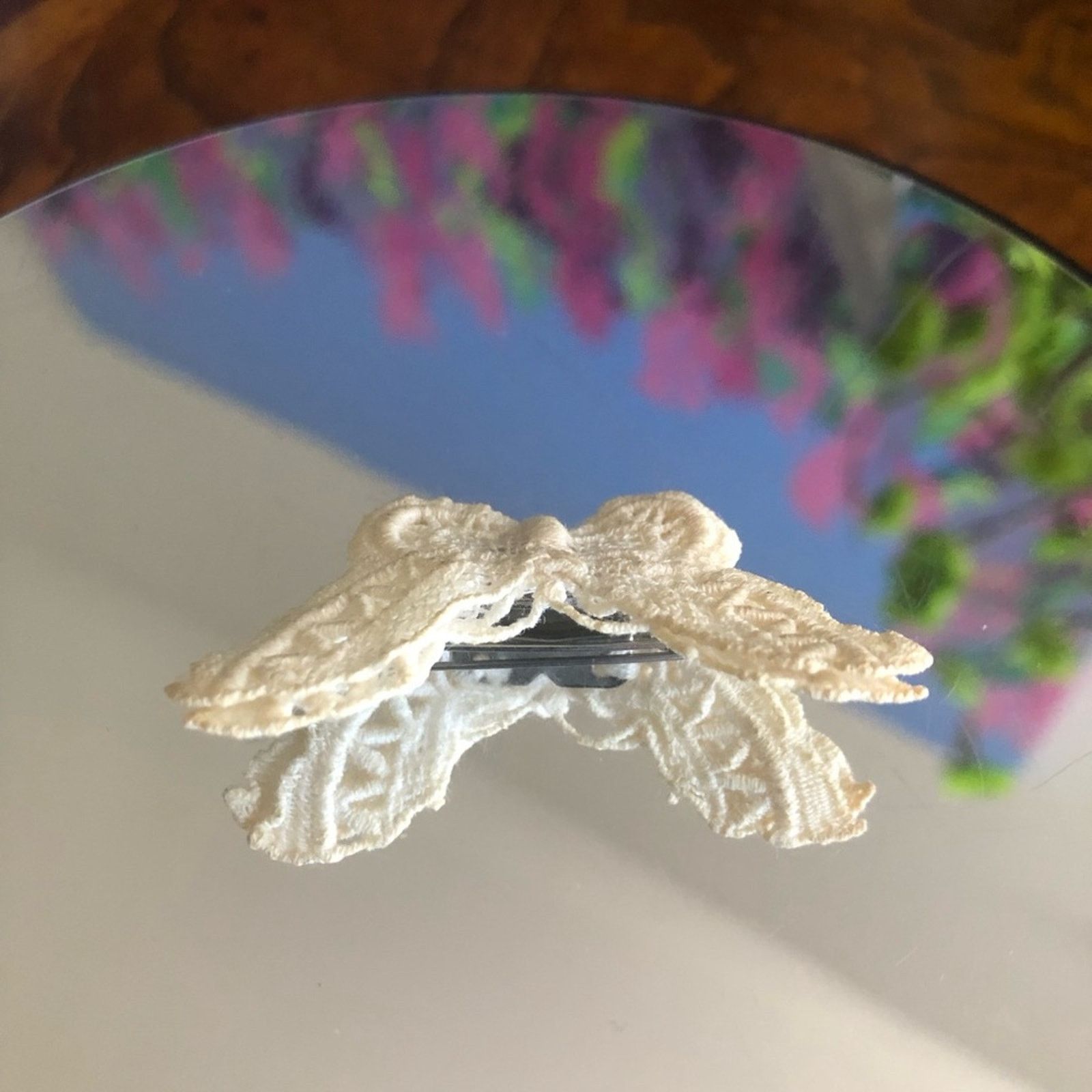 Vintage Vintage handmade crochet lace butterfly brooch pin Size ONE SIZE - 3 Thumbnail