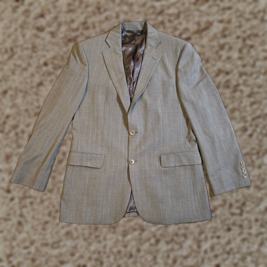 Brooks Brothers VINTAGE Brooks Brothers Jacket Mens 40R Gray Pinstripe Wool Stretch Two Button Career Blazer 3-in-1 Mens Size 40R - 1 Thumbnail