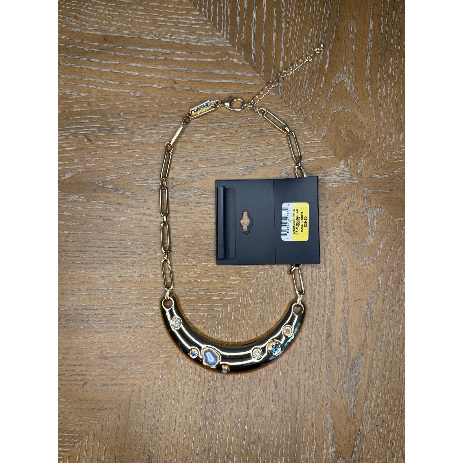 Other INC Gold Tone Crescent Necklace Blue Crystal Stone Statement Size ONE SIZE - 3 Thumbnail