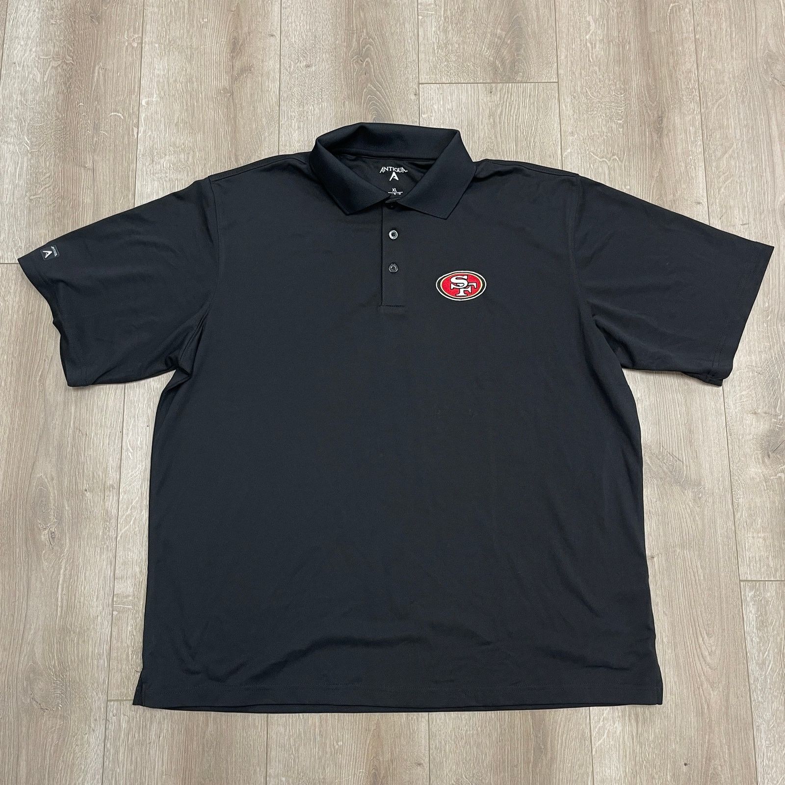 NFL Antigua Black San Francisco 49ers Tonal Logo Apex Polo Tee Size US XL / EU 56 / 4 - 1 Thumbnail
