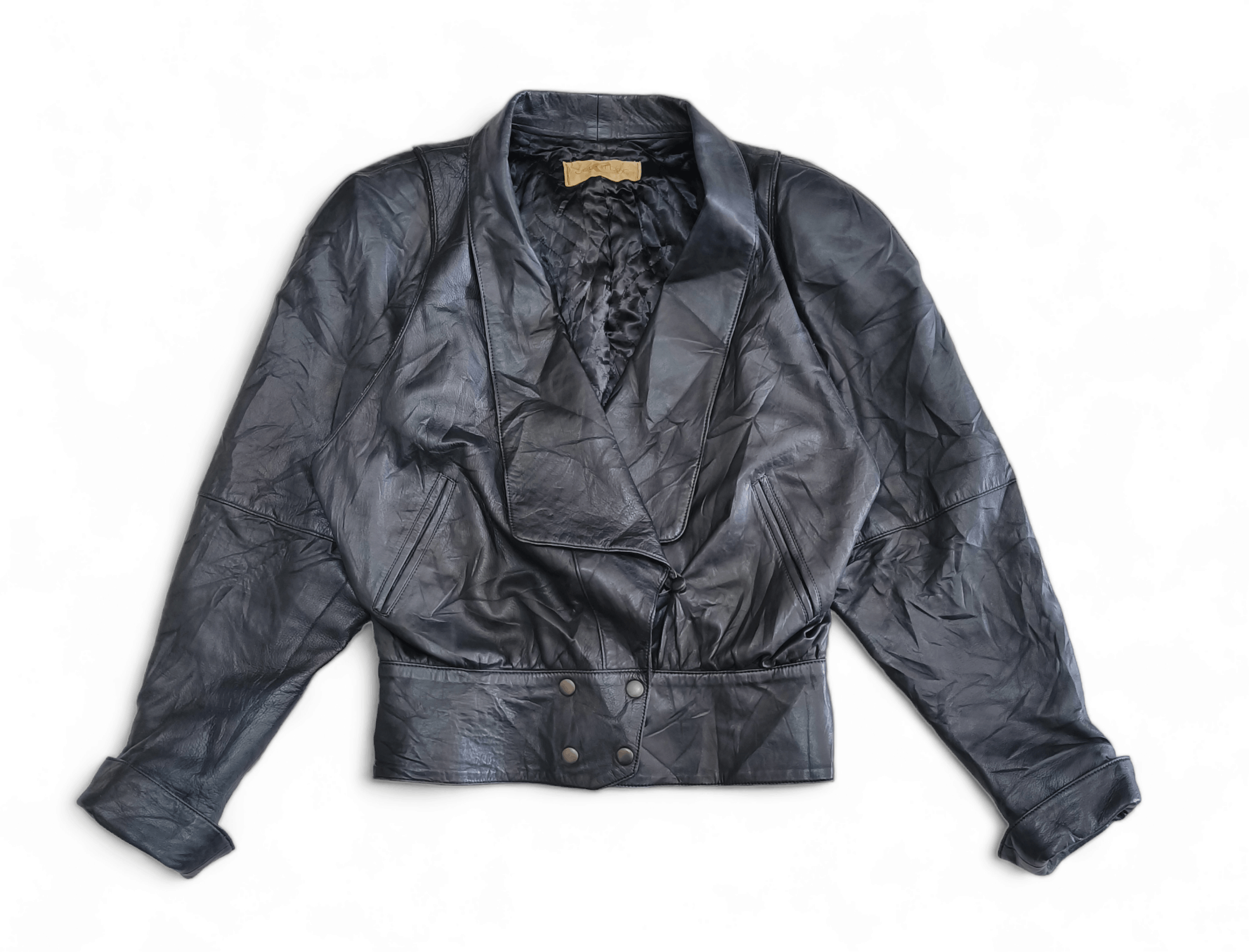 image of Y2K Esprit D'or Japanese Fashion Leather Jacket in Black, Women's (Size Medium)