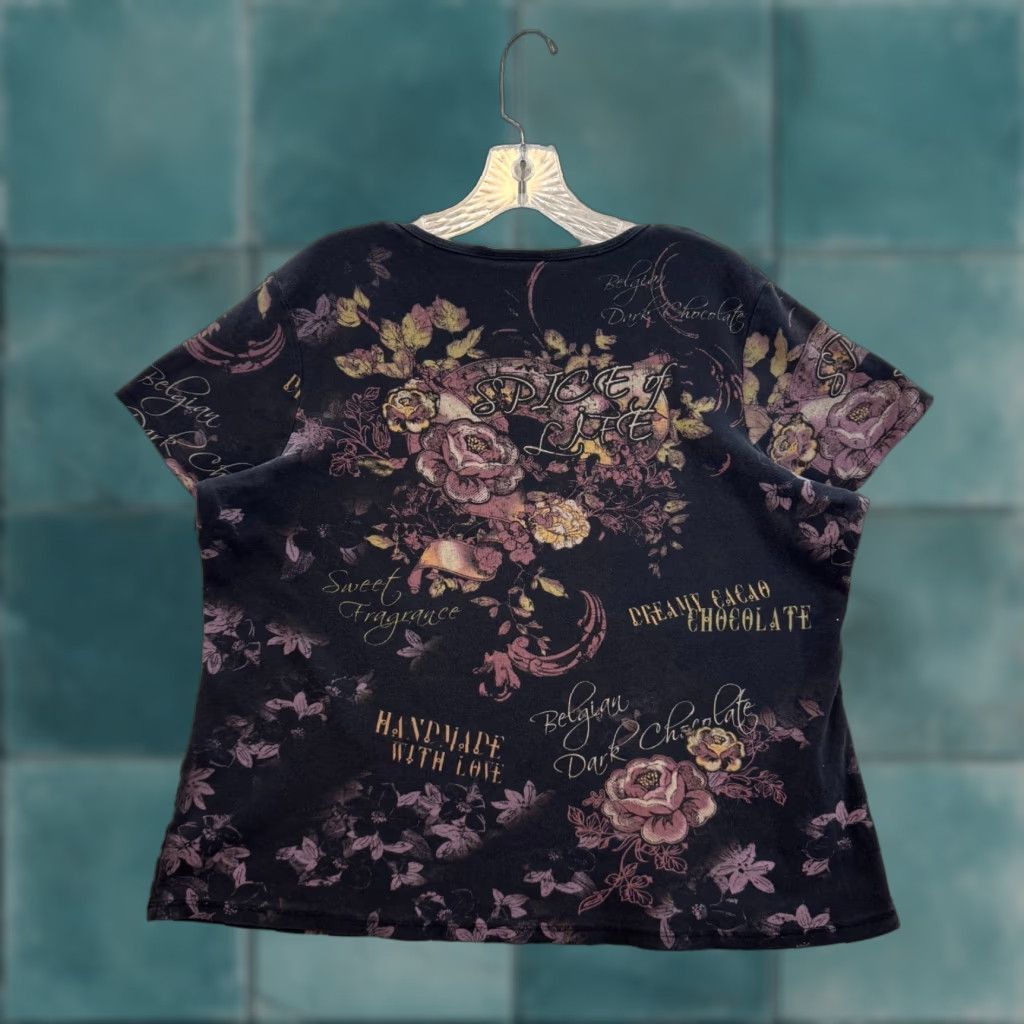 Vintage VINTAGE Dressbarn Y2K Shirt 2X 2XL XXL Black Floral Rhinestone Studded Square Neck Boho Womens Size XXL / US 16-18 / IT 52-54 - 1 Thumbnail