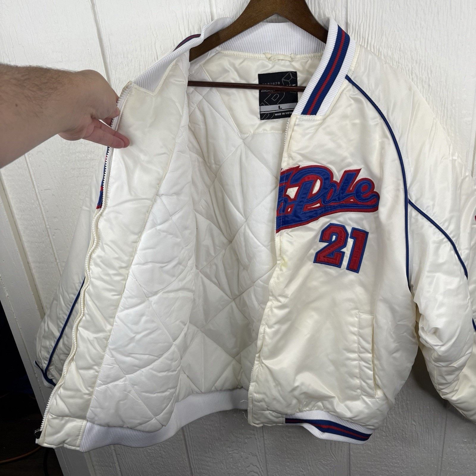 Southpole Vintage Y2K White SouthPole Puffer Varsity Jacket - Size L Size US L / EU 52-54 / 3 - 3 Thumbnail