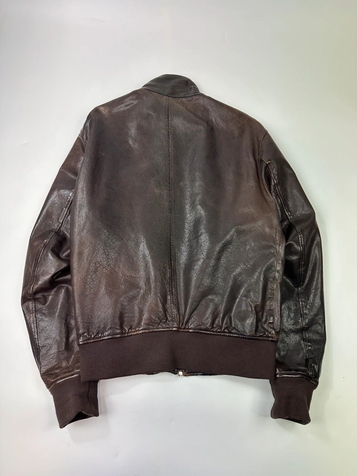 Dolce & Gabbana Dolce & Gabbana 00’s Patinated Brown Leather Jacket Size US L / EU 52-54 / 3 - 7 Thumbnail