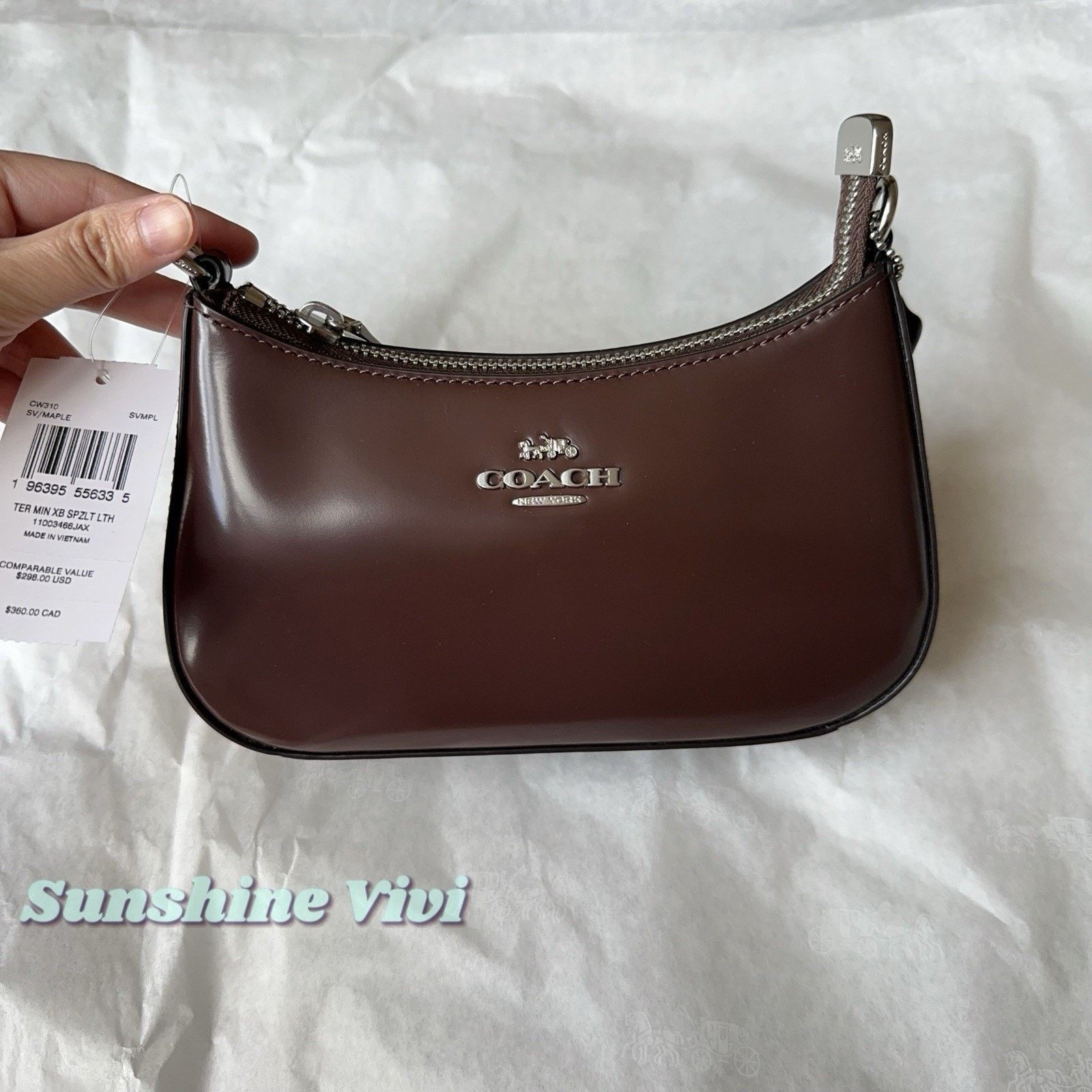 Coach NWT Coach Teri Mini Bag Spazzolato Leather CW310 Maple Size ONE SIZE - 1 Thumbnail
