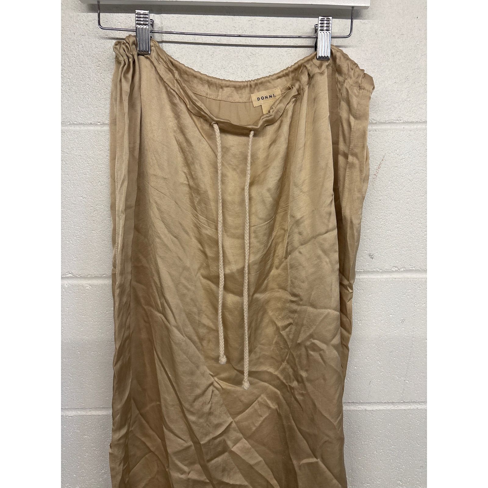 DONNI. RTR Donni Sz S/M Beige Satin Silky Cinch Slip Midi Skirt Size 27" / US 4 / IT 40 - 5 Thumbnail