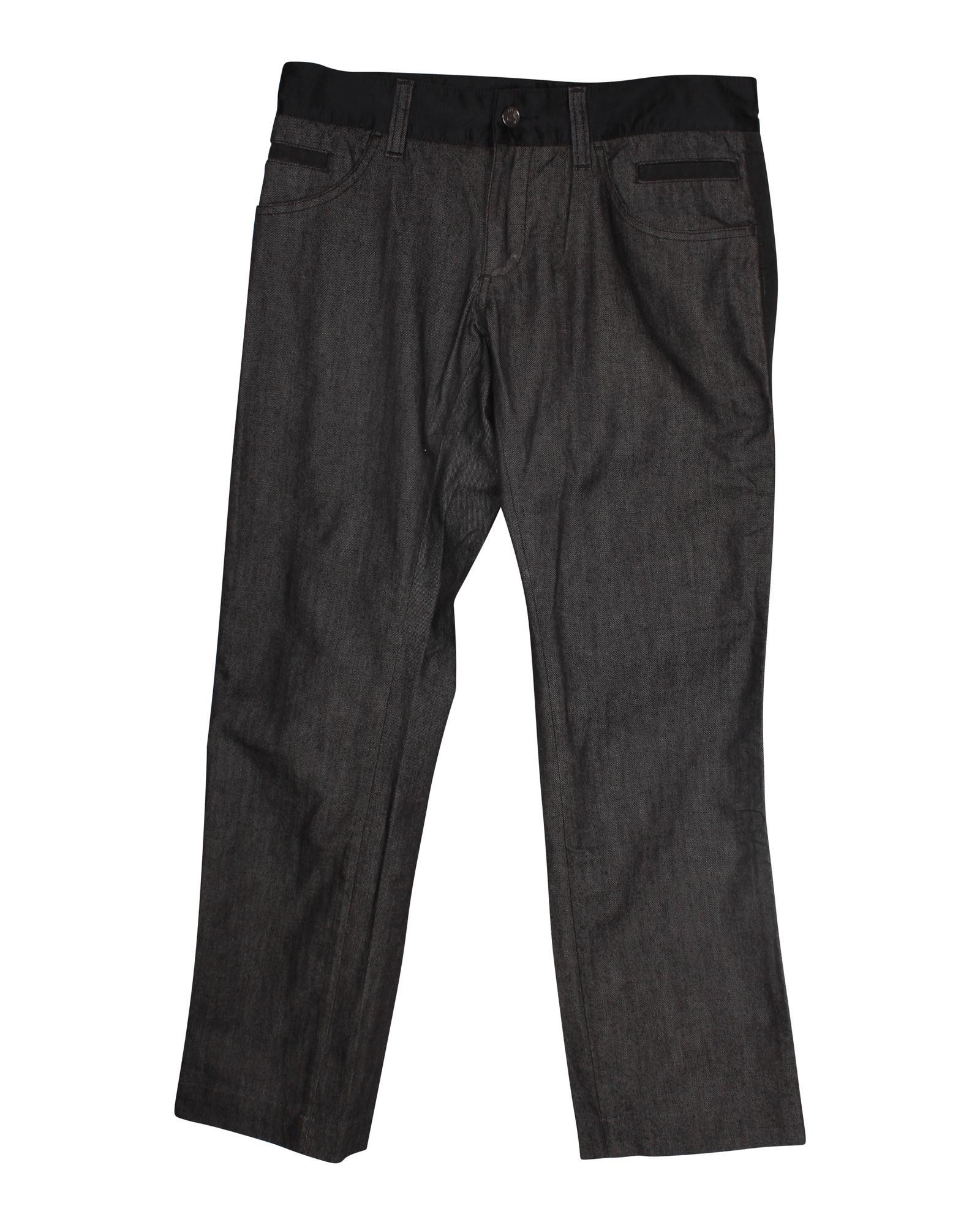 Image of Dolce Gabbana Contrasting Waistband Straight Jeans In Black Cotton, Men's (Size 30)