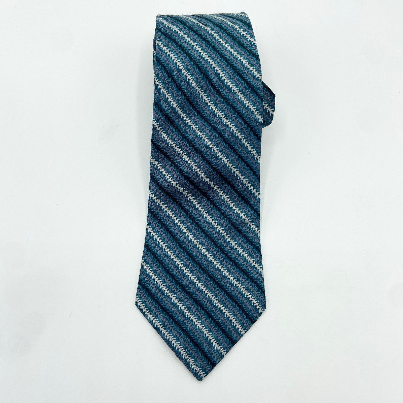Coach Coach Necktie Teal Blue Diagonal Stripe Silk Jacquard Italy Size ONE SIZE - 9 Thumbnail