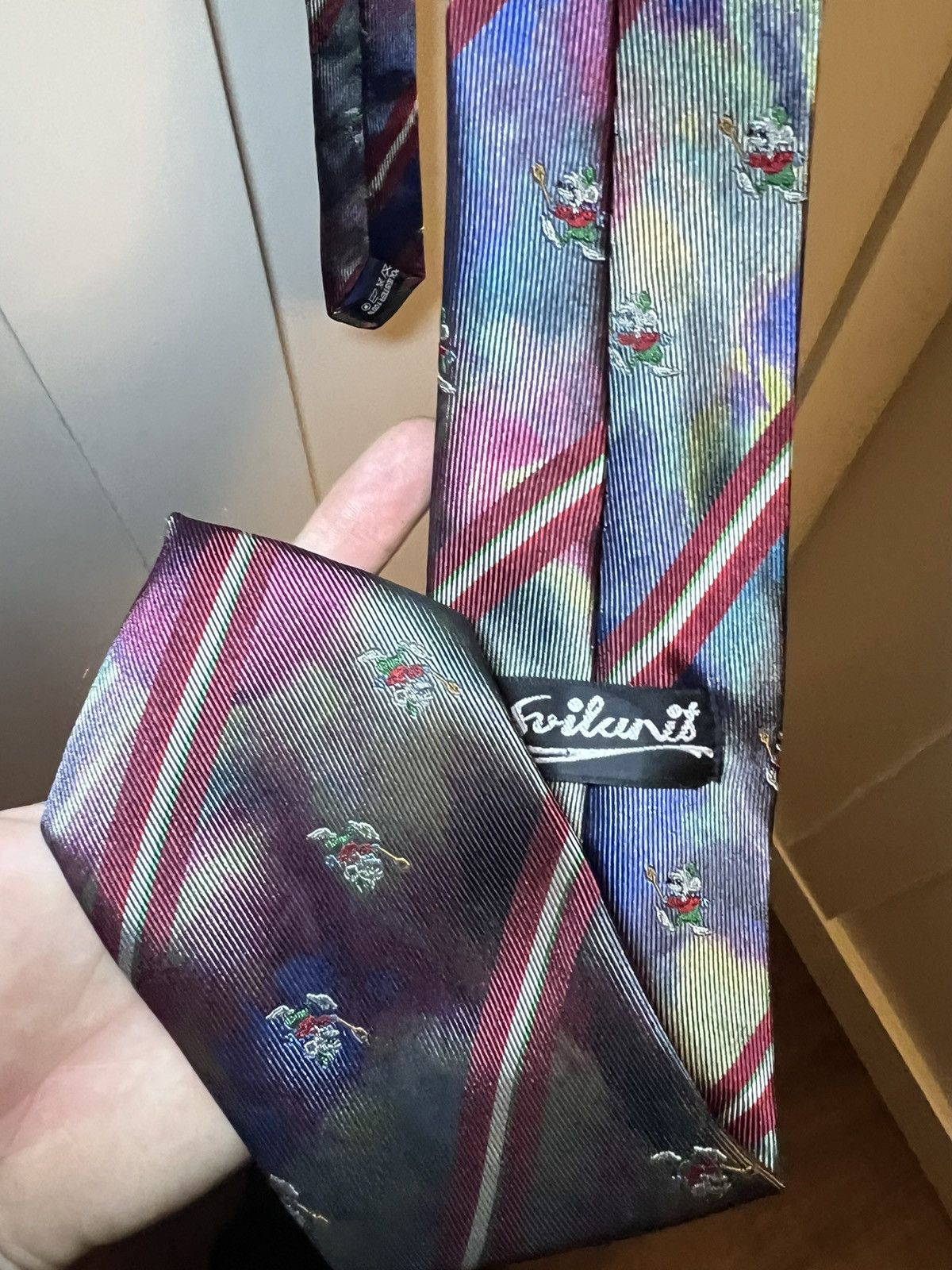 Vintage Vintage Svilanit Italian mouse flag multi colour necktie Size ONE SIZE - 14 Thumbnail