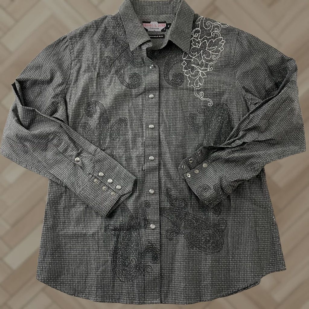 Vintage Panhandle Slim Brooks & Dunn Long Sleeve Button-Up Top Women's XL Gray Snap Front Shirt Size XL / US 12-14 / IT 48-50 - 1 Thumbnail