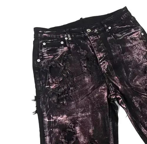 Japanese Brand × Jean Handmade niche punk rose gold wax coated micro-flared jeans Size US 32 / EU 48 - 4 Thumbnail