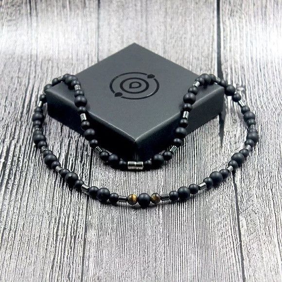Other Unisex Classic Vintage Matt Black Stone Necklace Size ONE SIZE - 5 Thumbnail