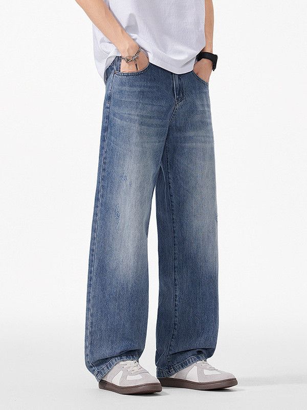 Japanese Brand Men's Retro Whiskered Cleanfit Loose Straight Leg Jeans Size US 32 / EU 48 - 3 Thumbnail