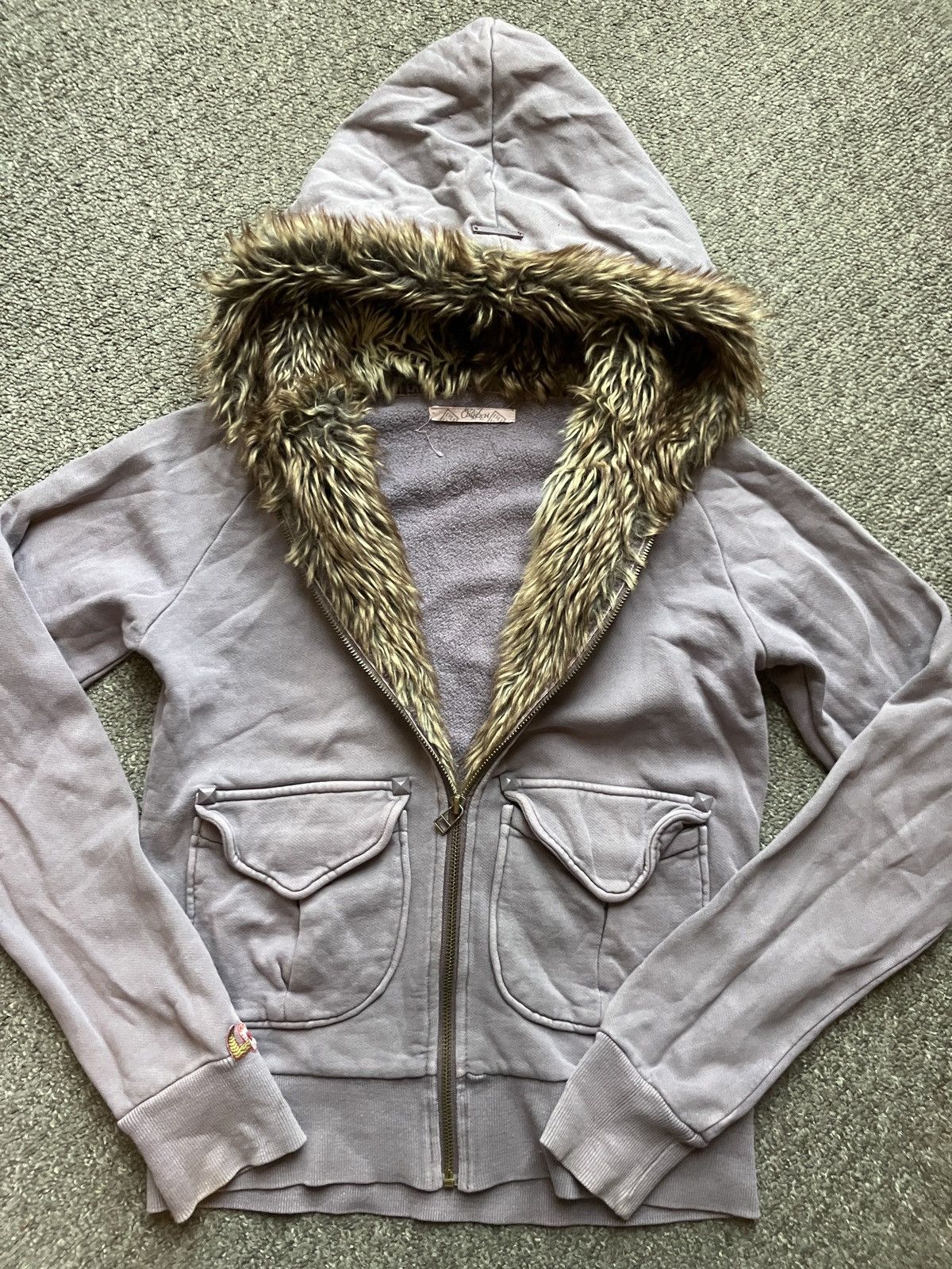 Other OXYGEN faux fur hood zip hoodie with diamond studs Size S / US 4 / IT 40 - 2 Thumbnail