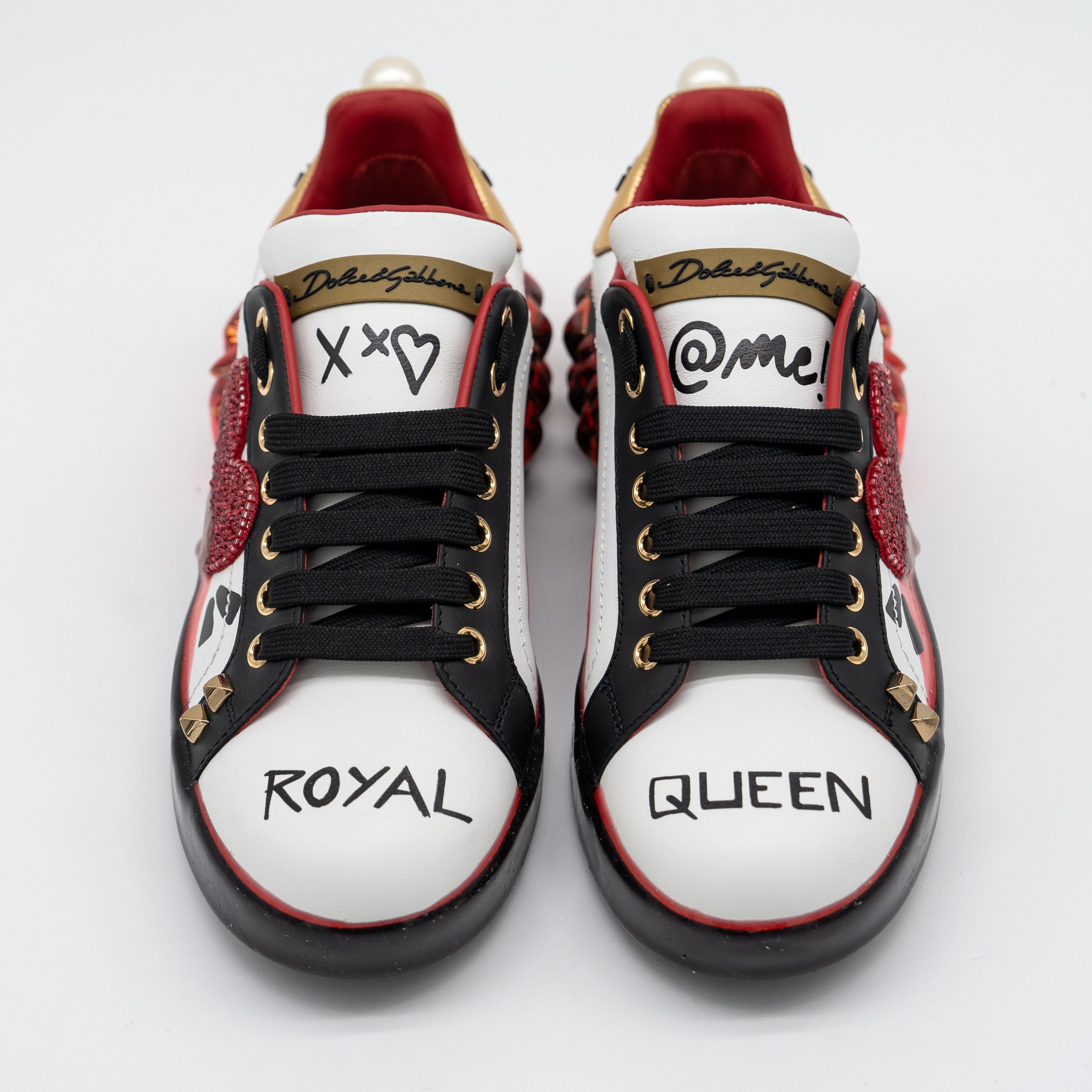 Dolce & Gabbana Dolce & Gabbana Portofino Heart Sneakers Crystals Red Melt Size US 6.5 / IT 36.5 - 3 Thumbnail